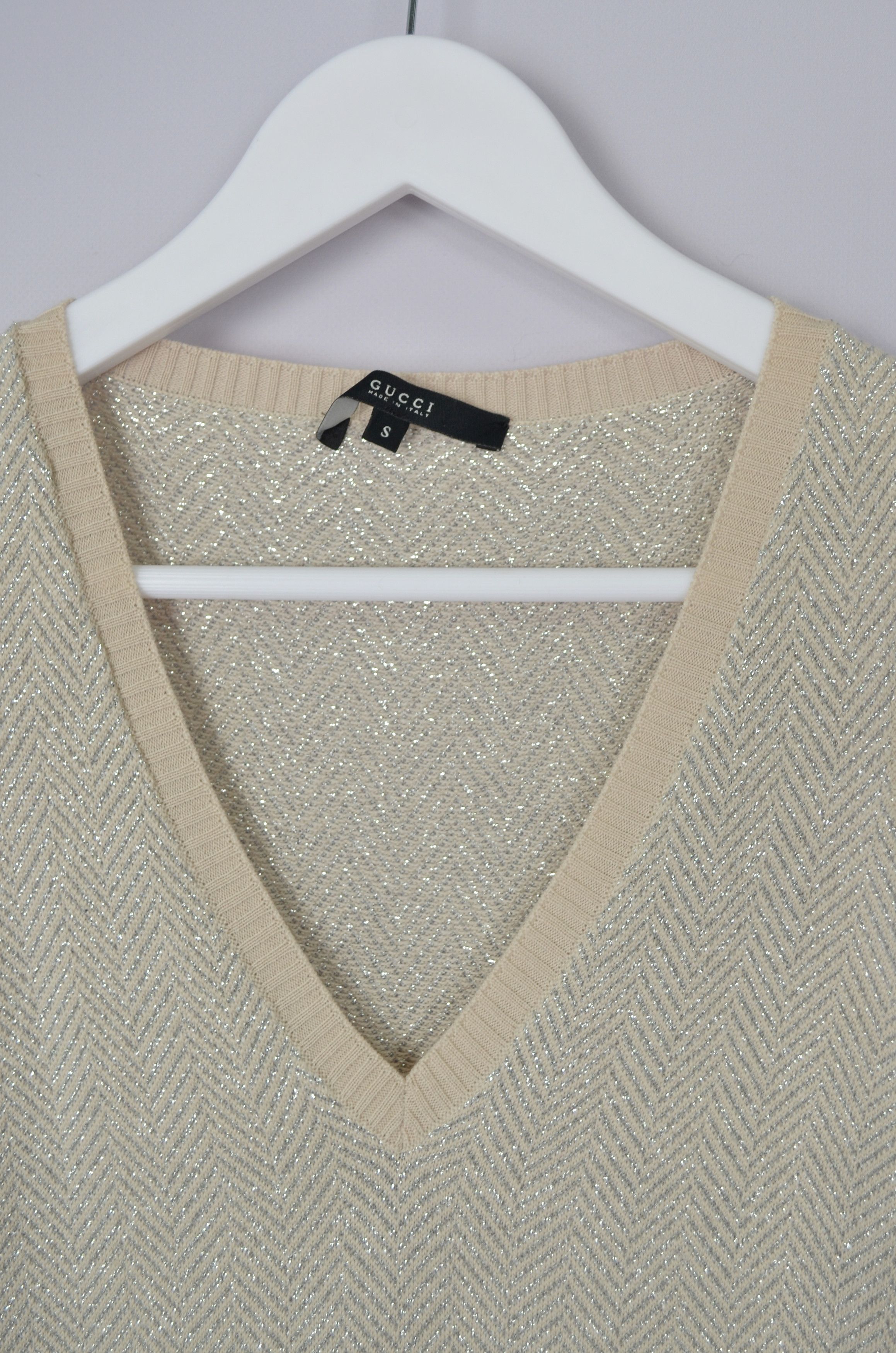 Gucci × Vintage GUCCI Beige & Silver Wool Vest Tank Top Sleeveless RARE Size S / US 4 / IT 40 - 11 Thumbnail
