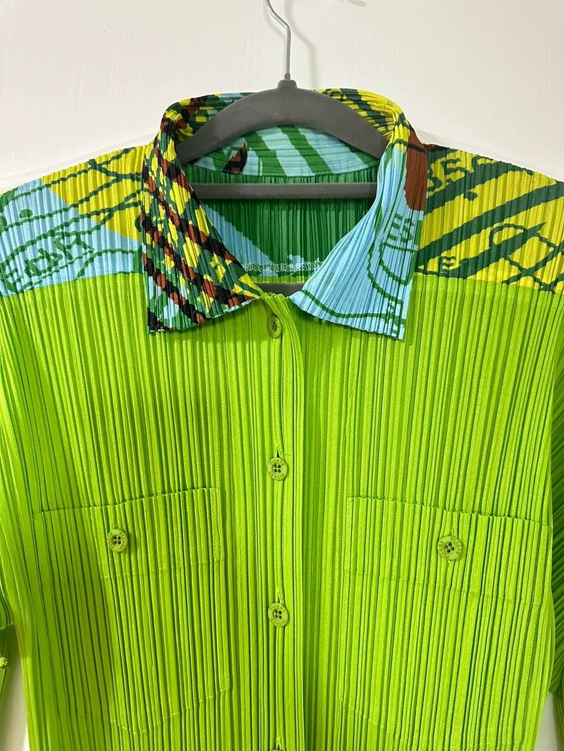 Issey Miyake Issey Miyake Green vintage shirt Size L / US 10 / IT 46 - 2 Thumbnail