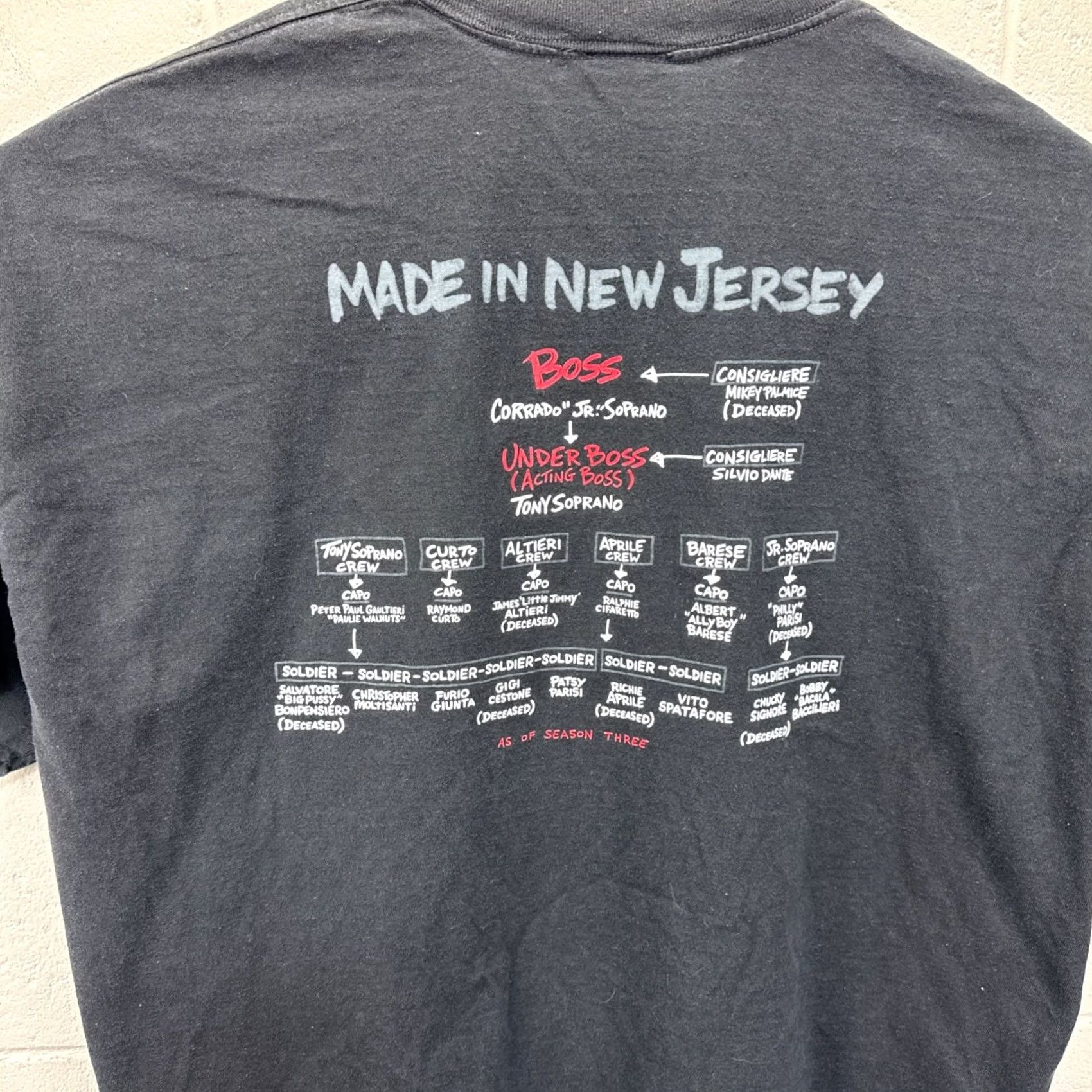 Vintage VINTAGE The Sopranos HBO “Made In New Jersey” Family Tree T-Shirt Sz 3XL Black Mens Crew Neck Graphic Print 90s TV Movie SOPRANOS Size US XXL / EU 58 / 5 - 2 Thumbnail