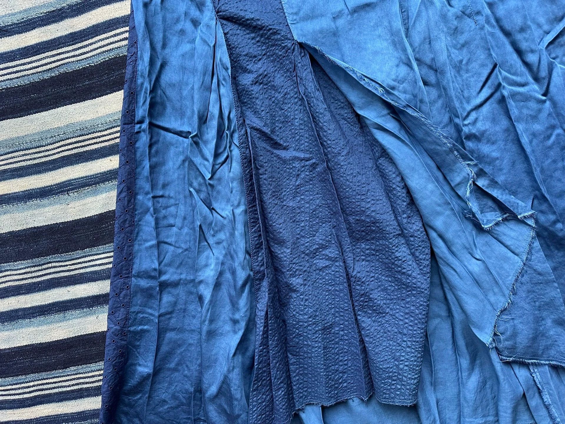 Blue Blue Japan BLUE BLUE JAPAN Indigo Block Linen-Cotton Skirt Size 26" / US 2 / IT 38 - 6 Thumbnail