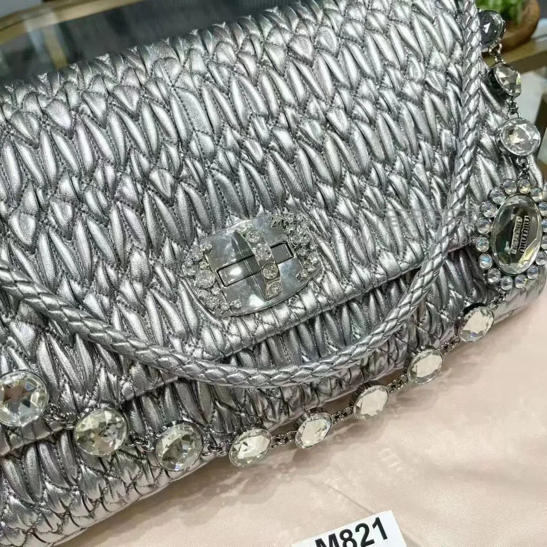 Miu Miu Miu Miu Crystal Embellished Silver Bag 99 New M821/ Size ONE SIZE - 2 Thumbnail