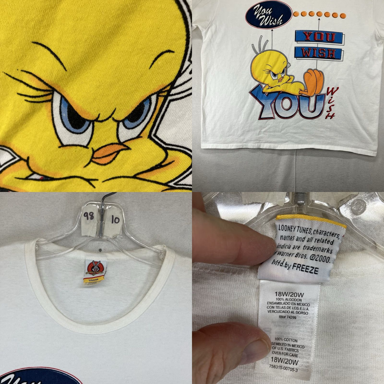 Vintage VINTAGE Looney Tunes Women 18W T-Shirt Crew Neck Short Sleeve White Tweety Bird 90s Cartoon Retro USA Womens Size XXL / US 16-18 / IT 52-54 - 8 Thumbnail