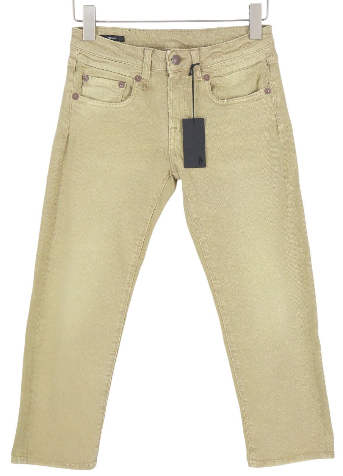 R13 BOY STRAIGHT 28 Khaki Stretch Washed Ankle Casual 86288 Size 28" / US 6 / IT 42 - 3 Thumbnail