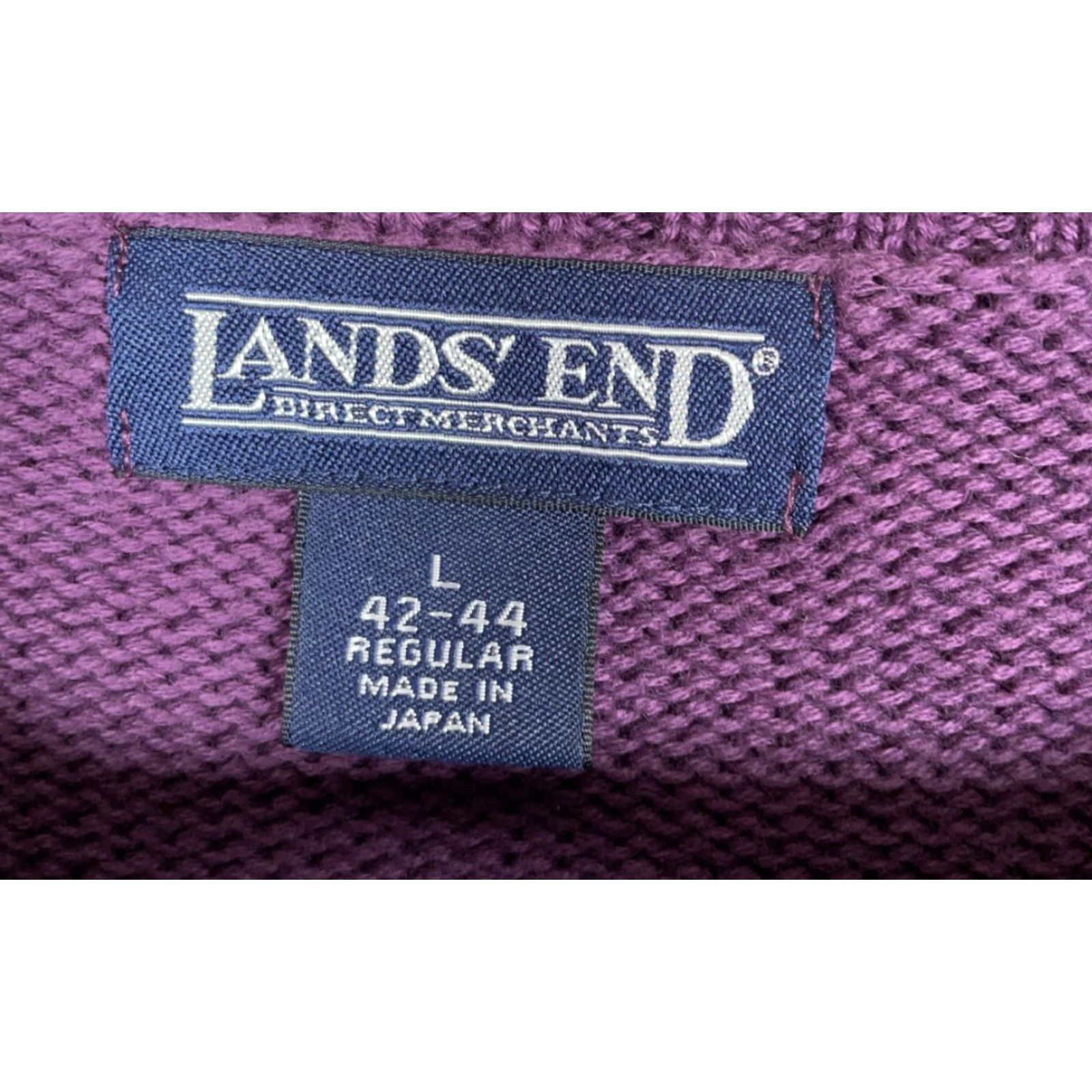 Lands' End Lands' End Sweater Mens Large Purple Cotton Knit Japan Made 90s Preppy Chunky-Knit Pullover Crew Neck Heavyweight Vintage Regular Size US L / EU 52-54 / 3 - 3 Thumbnail