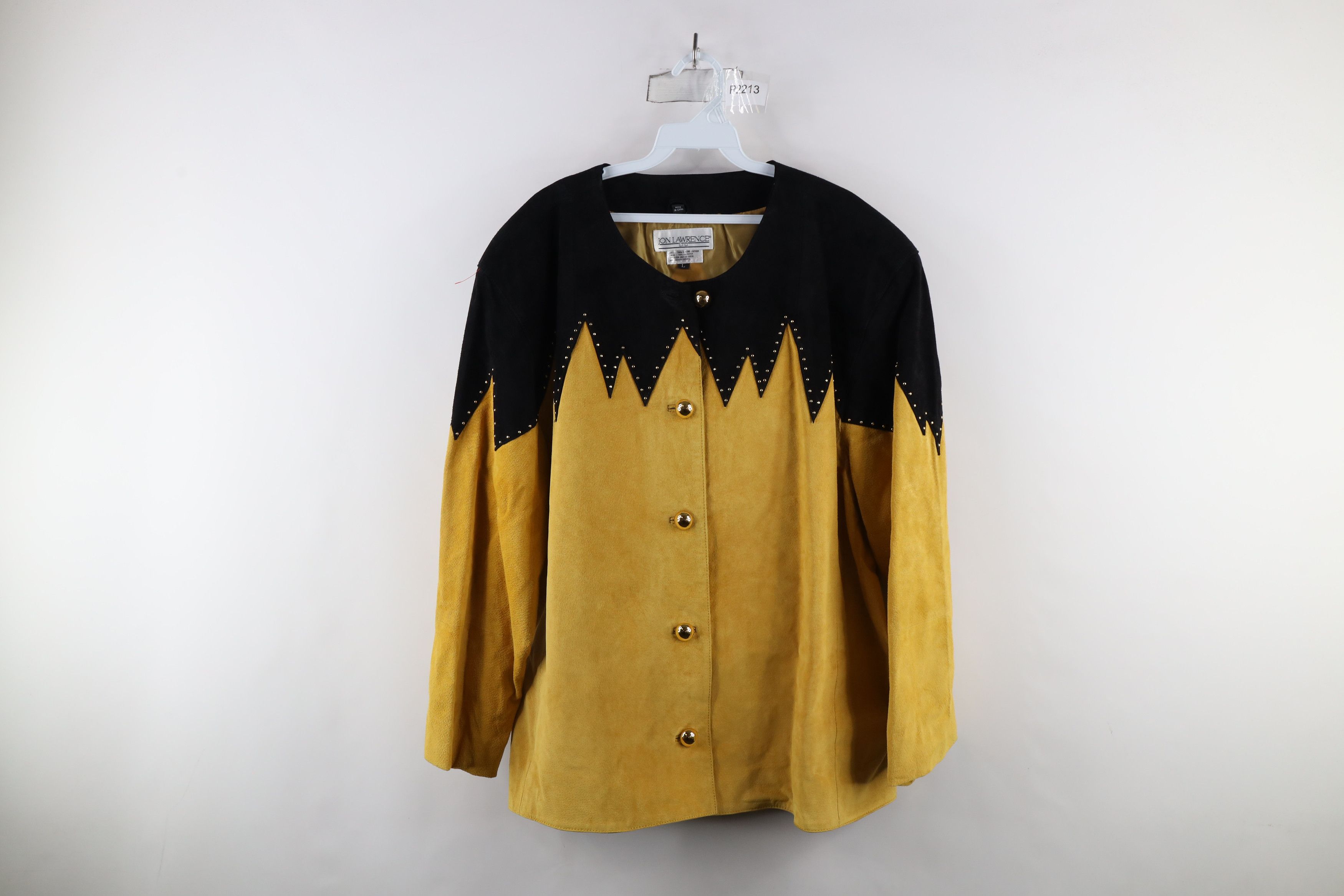 Vintage Vintage 90s Rockabilly Suede Leather Western Jacket Yellow Size L / US 10 / IT 46 - 1 Thumbnail