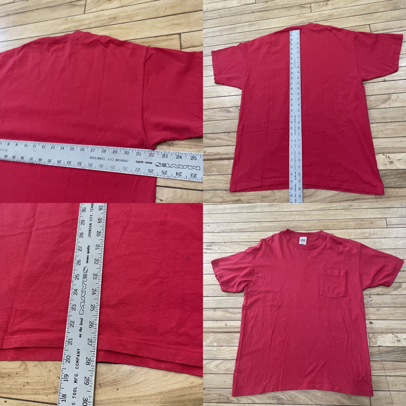 Anvil VINTAGE Anvil T Shirt Men XL Red Pocket Crew Tee 1990s Made USA EUC Size US XL / EU 56 / 4 - 8 Thumbnail