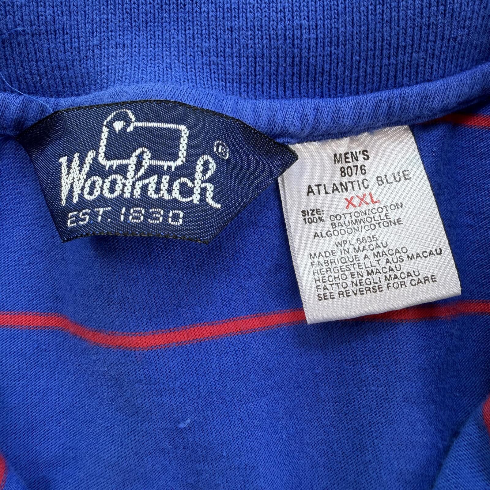 Woolrich Woolen Mills Vintage Y2K Woolrich Striped Polo Shirt Blue Boxy XXL Size US XXL / EU 58 / 5 - 4 Thumbnail