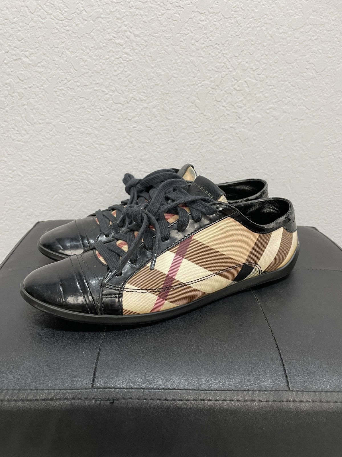 Burberry × Vintage Vintage Y2K Burberry Nova check Leather Sneakers Shoes Size US 8 / IT 38 - 6 Thumbnail
