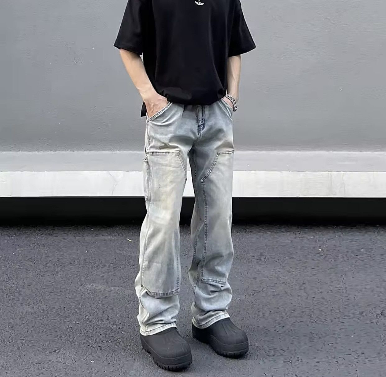 American Streetwear Double Knee Logging Overalls