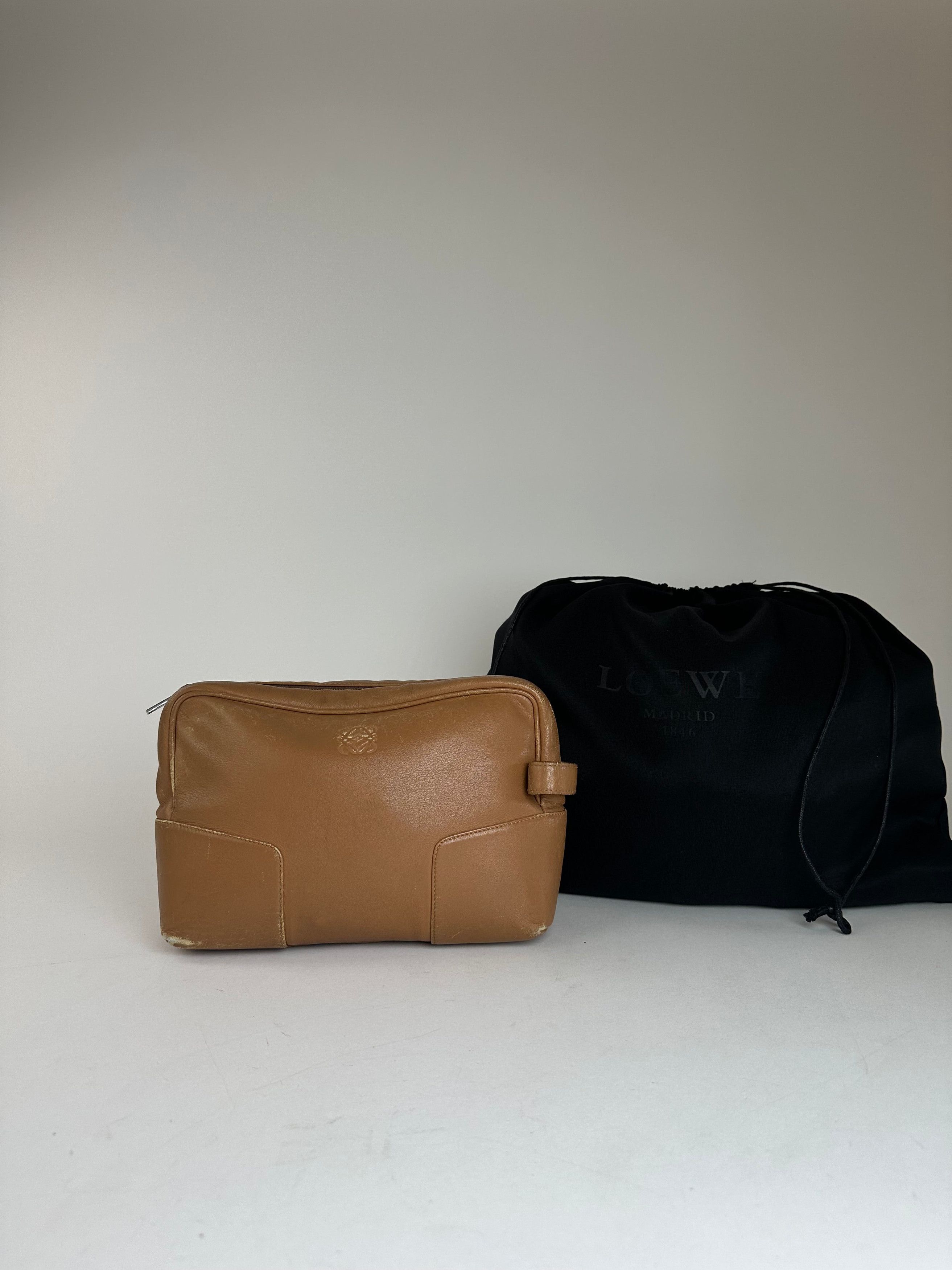 Loewe Vintage Madrid Logo Leather Clutch Brown Size ONE SIZE - 1 Thumbnail