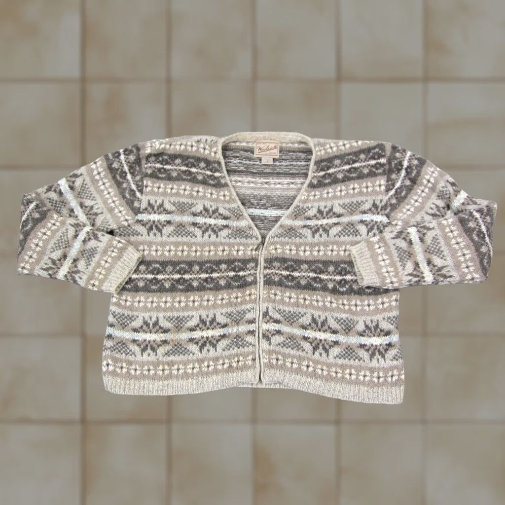 Vintage VINTAGE Woolrich Sweater Cardigan Womens M Beige Fair Isle Full Zip 90s Cozy Woolrich Womens Size M Beige Cardigan Sweater Ladies Mens? Size M / US 6-8 / IT 42-44 - 1 Thumbnail
