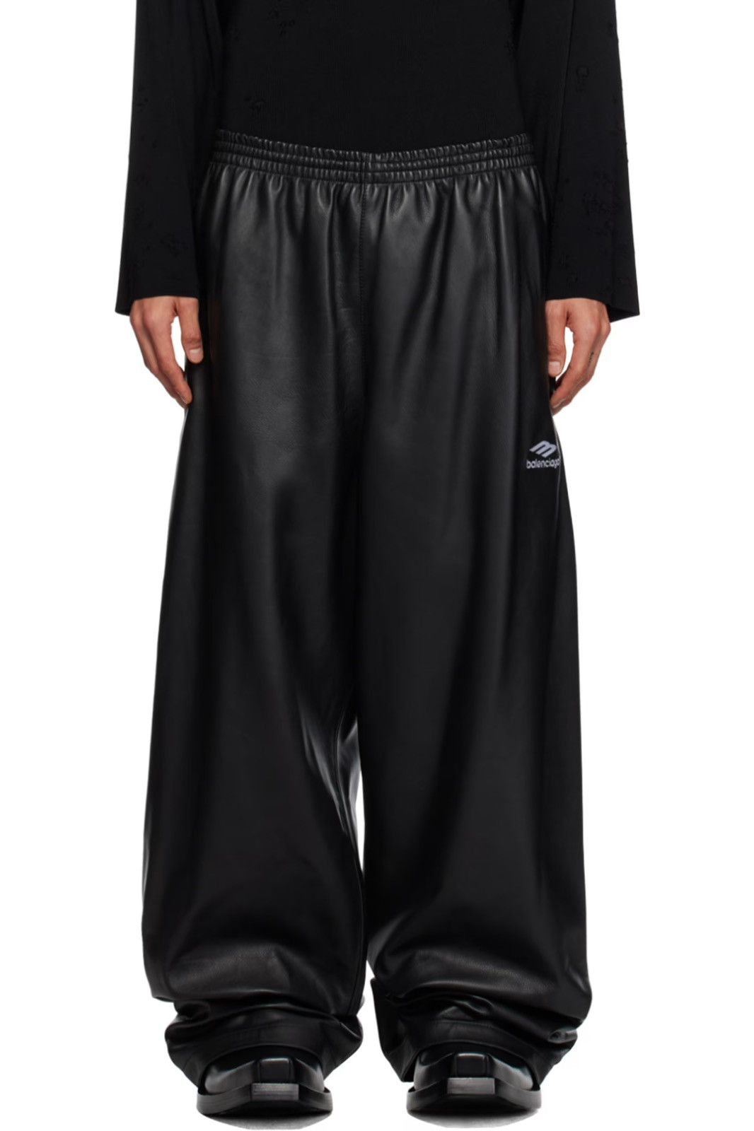 Balenciaga Balenciaga Black 3B Sports Icon Leather Pants Size US 32 / EU 48 - 5 Thumbnail