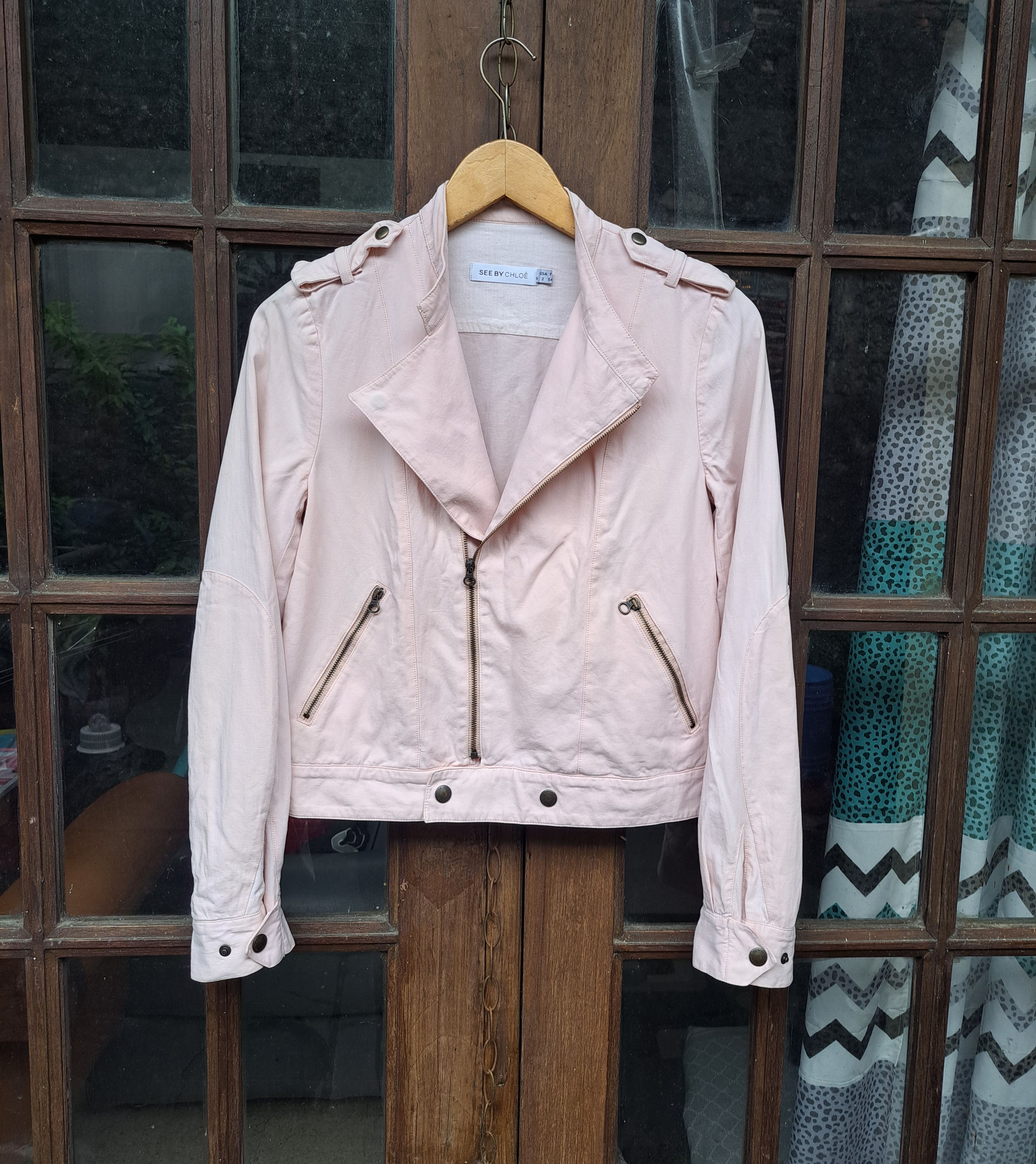 Chloe See by Chloe Moto Jacket Bikers Size 34FR / XS Womens Size XS / US 0-2 / IT 36-38 - 1 Thumbnail