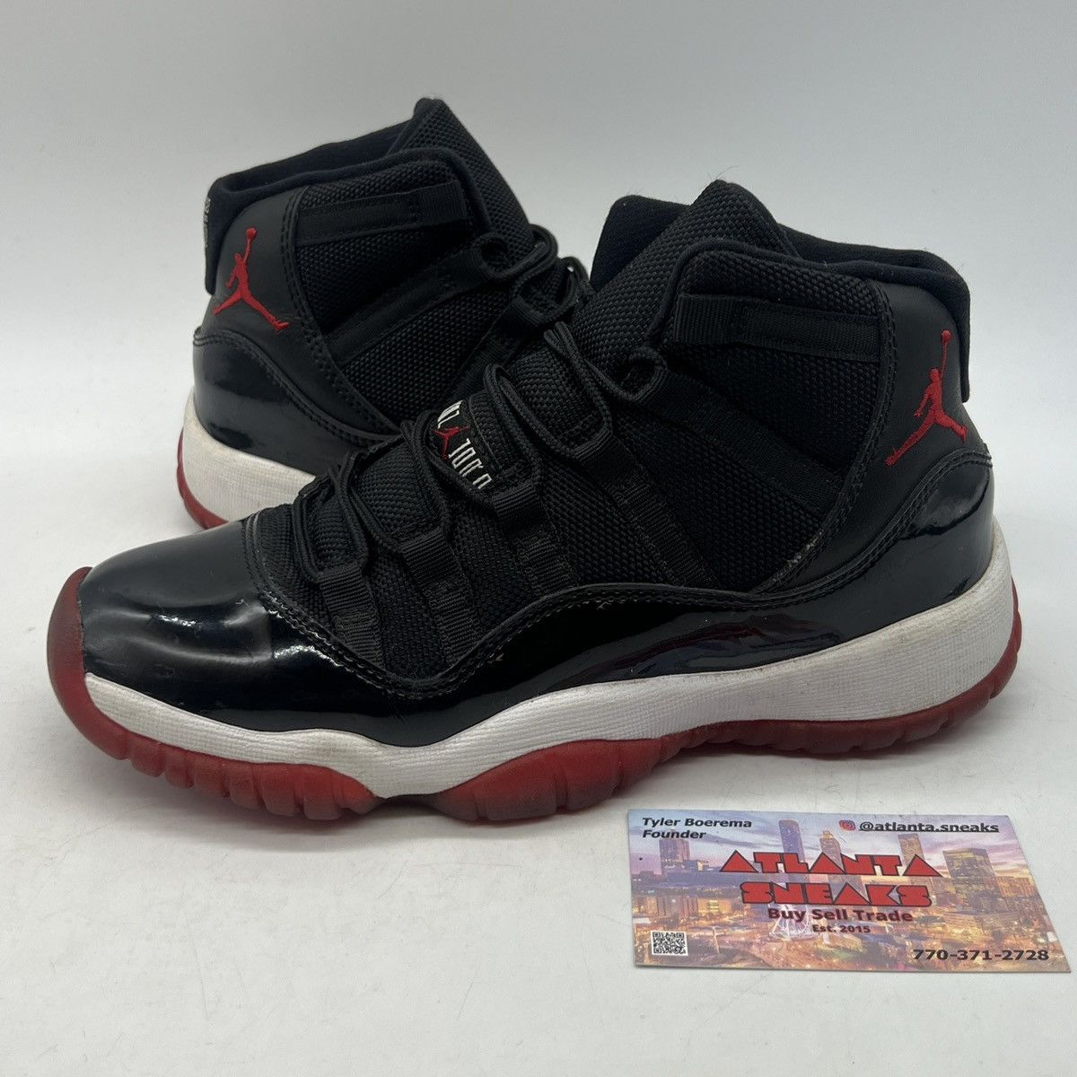 image of Air Jordan 11 Bred Shoes in Black, Women's (Size 4)