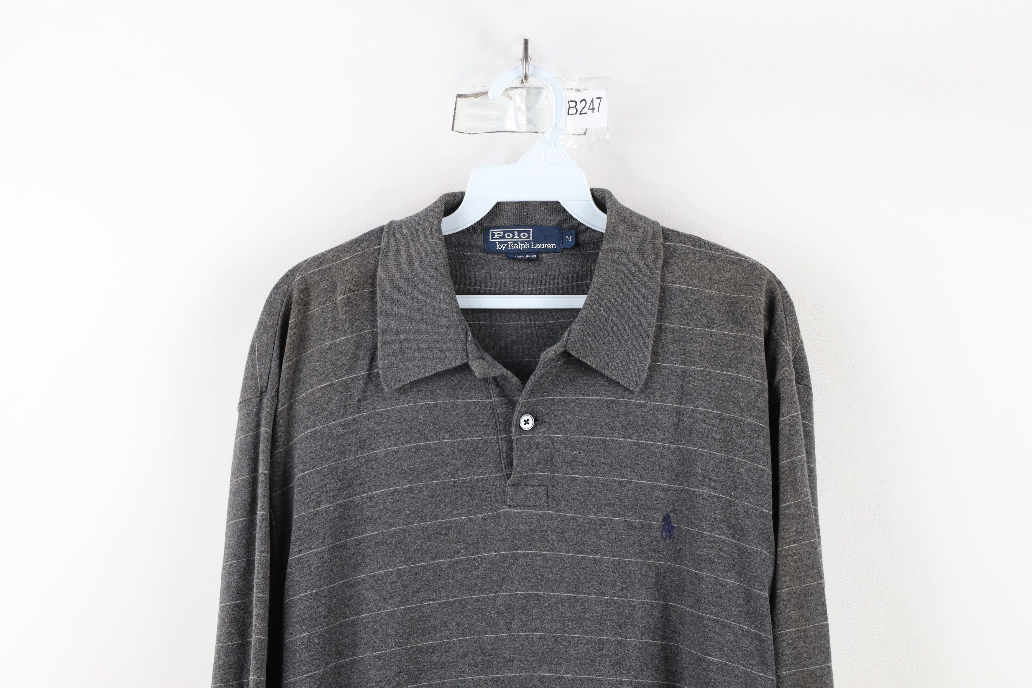 Ralph Lauren × Vintage Vintage 90s Ralph Lauren Striped Knit Long Sleeve Rugby Polo Size US M / EU 48-50 / 2 - 2 Thumbnail