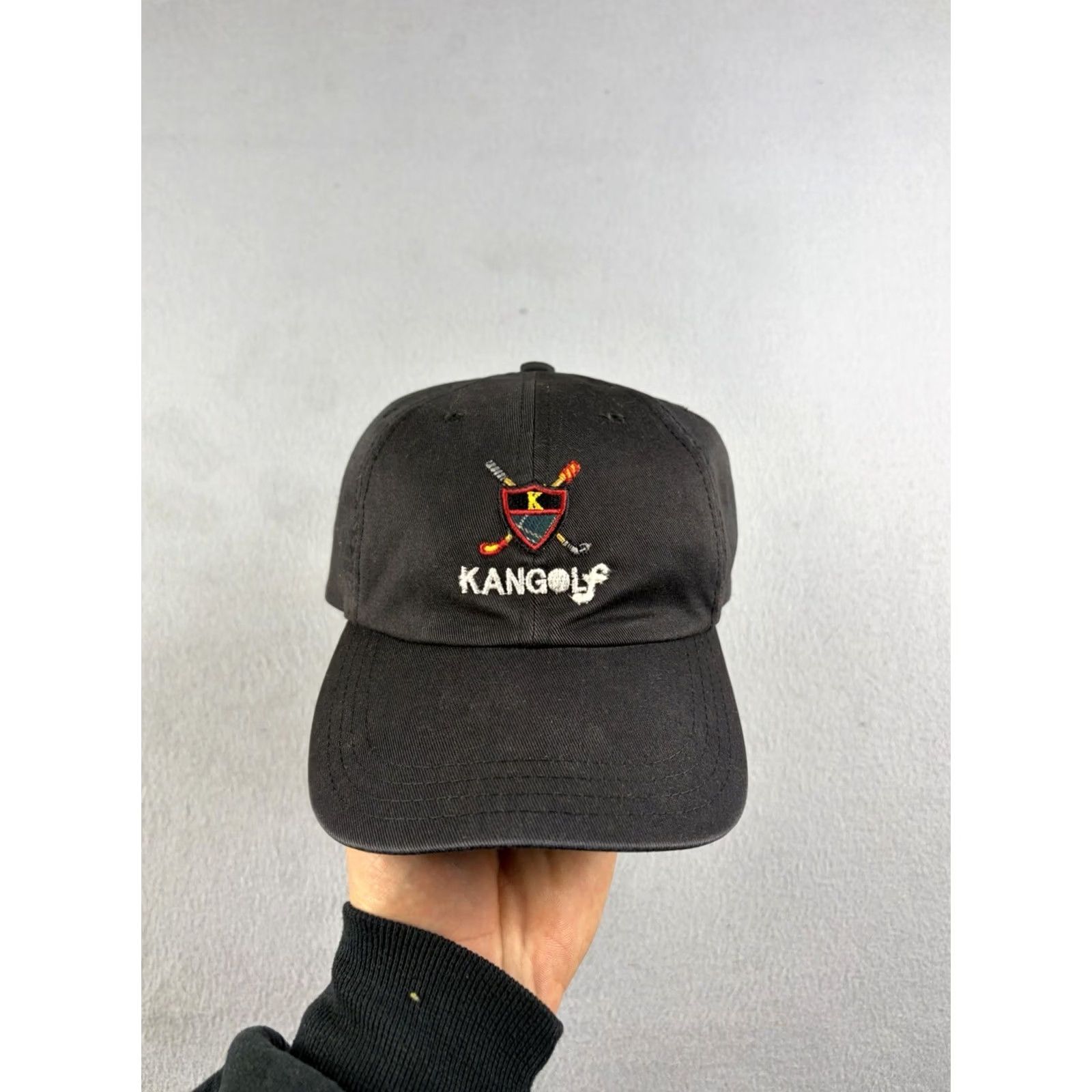 Kangol VINTAGE Kangol Golf Hat Strapback Cap Black Kangolf Embroidered Logo 90s Men's One Size Cotton Lightweight Cap Hat Black 90s Kangol Mens Size ONE SIZE - 2 Thumbnail