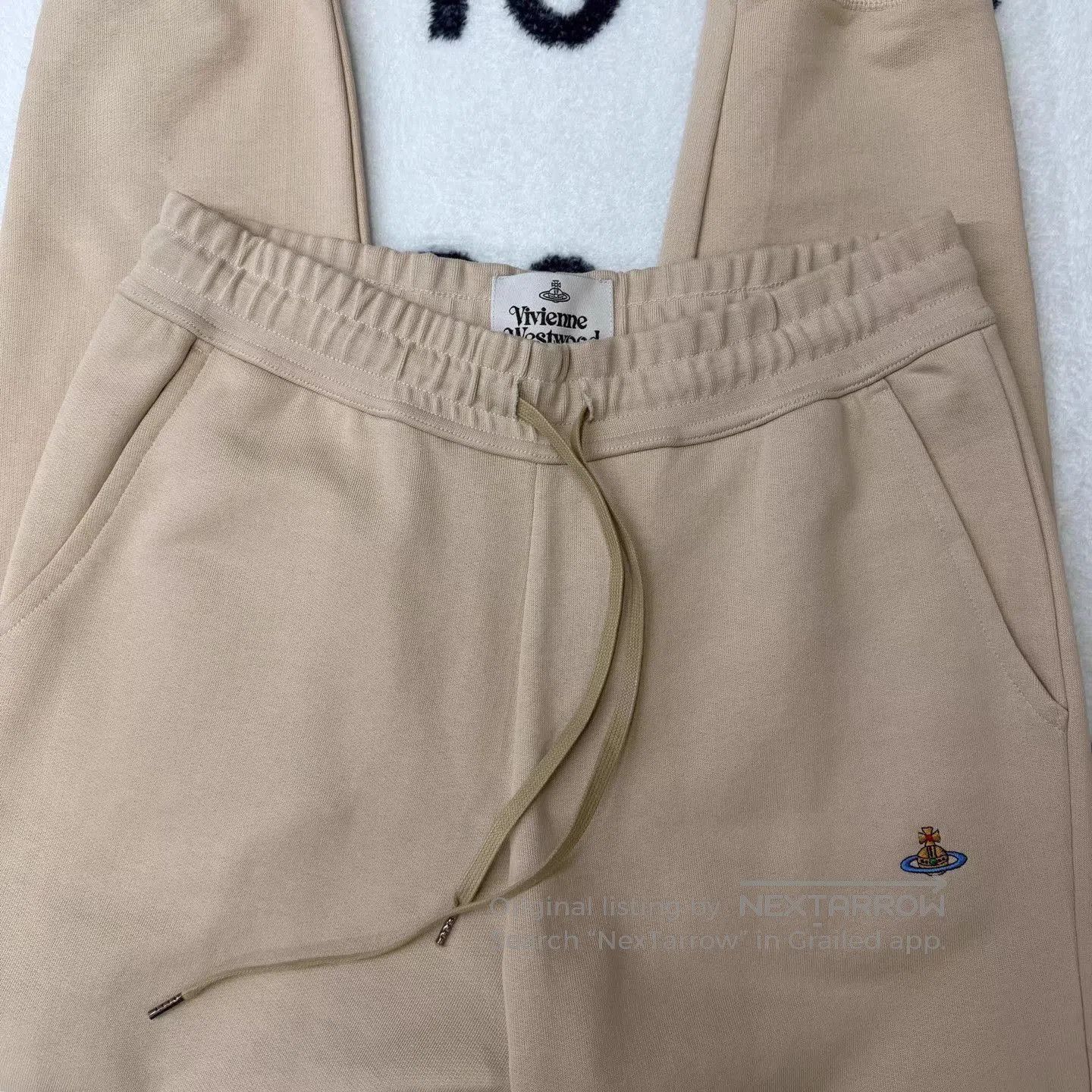 Vivienne Westwood Beige Sweatpants with Drawstring and Embroidered Detail. Size US 34 / EU 50 - 3 Thumbnail