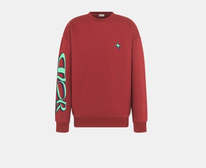 Dior o1w1db11025 513J670 Cotton Fleece Sweatshirt in Red Size US L / EU 52-54 / 3 - 1 Thumbnail