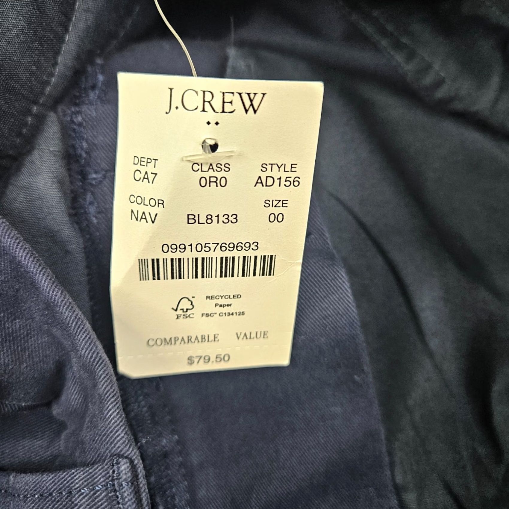 J.Crew J.CREW Chino Pants Navy Blue Casual Mid Rise 00 Regular Button Front Womens New Size 24" / US 00 / IT 34 - 6 Thumbnail