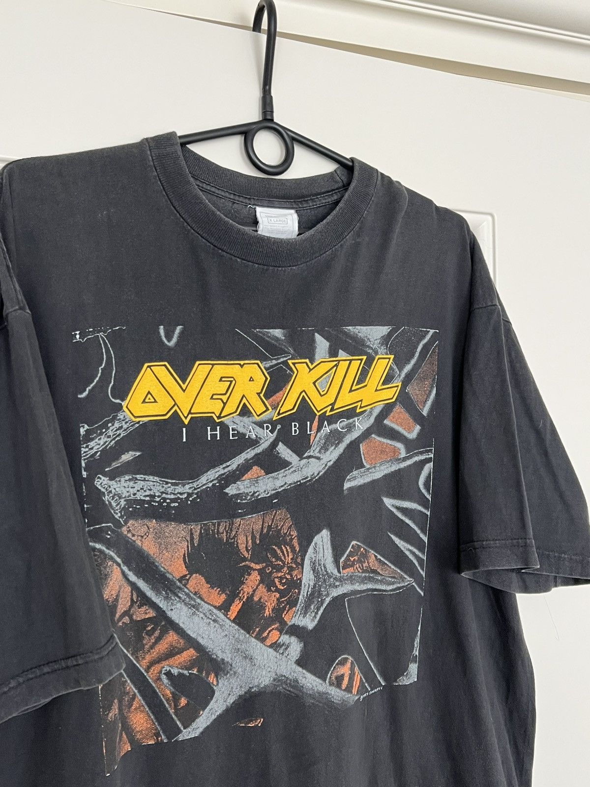 Band Tees Vintage 1993 Overkill I Hear Black T-Shirt Heavy Metal Band Size US XL / EU 56 / 4 - 5 Thumbnail