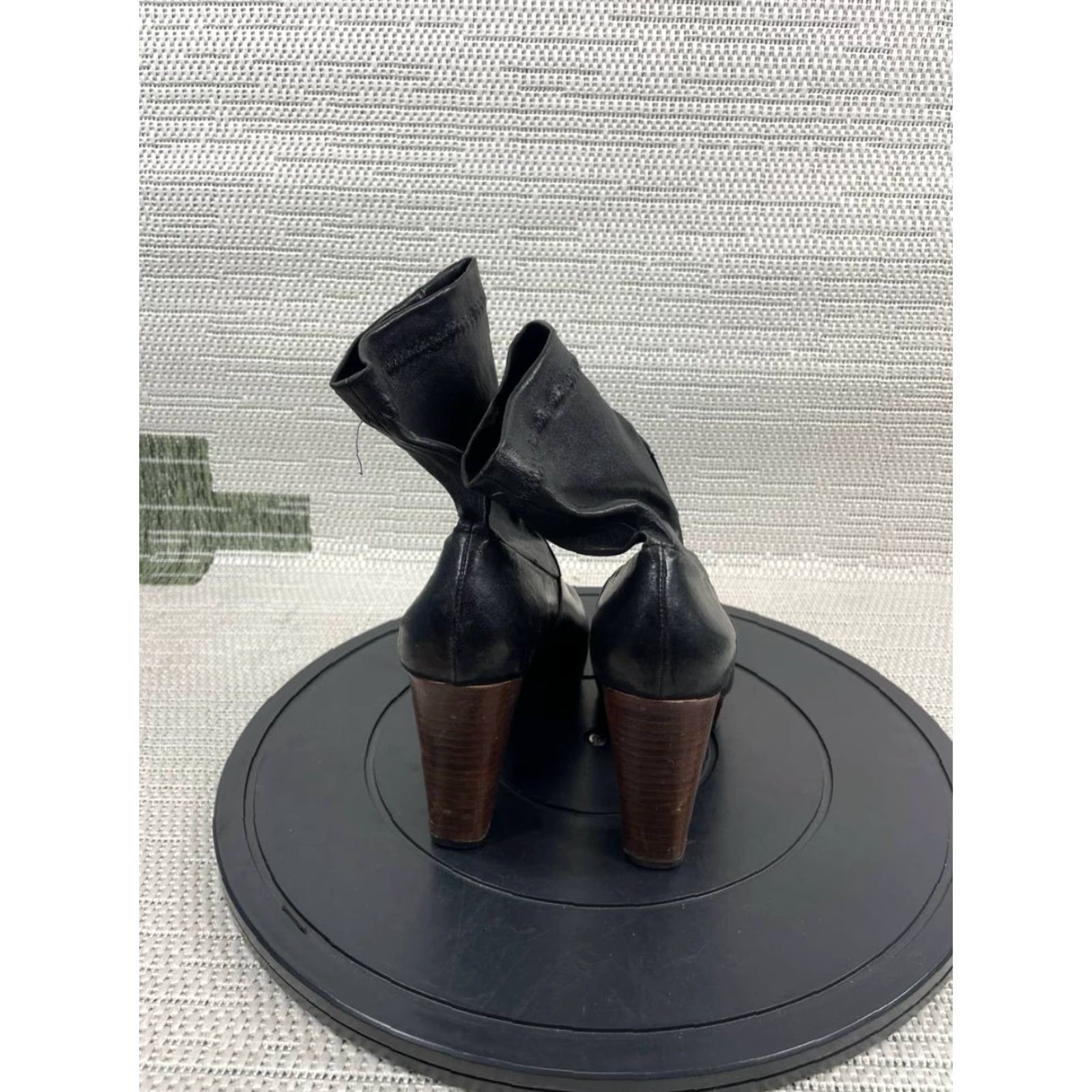 Vintage Robert Clergerie Boots Womens Lala Black Leather Ankle Bootie Size 6.5 B Rubber Heel Block Casual Size US 6.5 / IT 36.5 - 3 Thumbnail