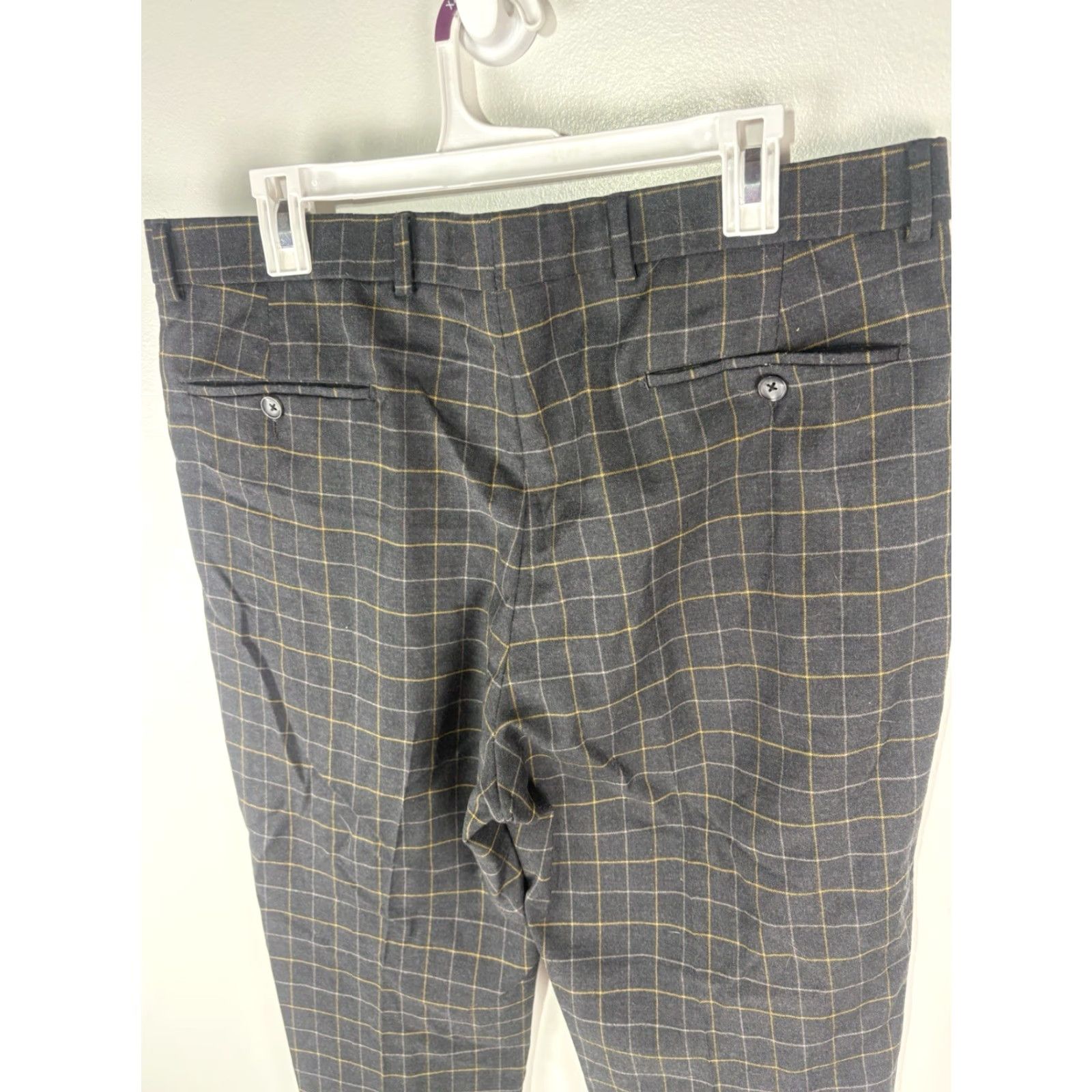 Vintage BALLIN Gray Plaid Dress Pants Men’s Regular Size 36x29 Wool Blend Business Casual Size US 36 / EU 52 - 5 Thumbnail