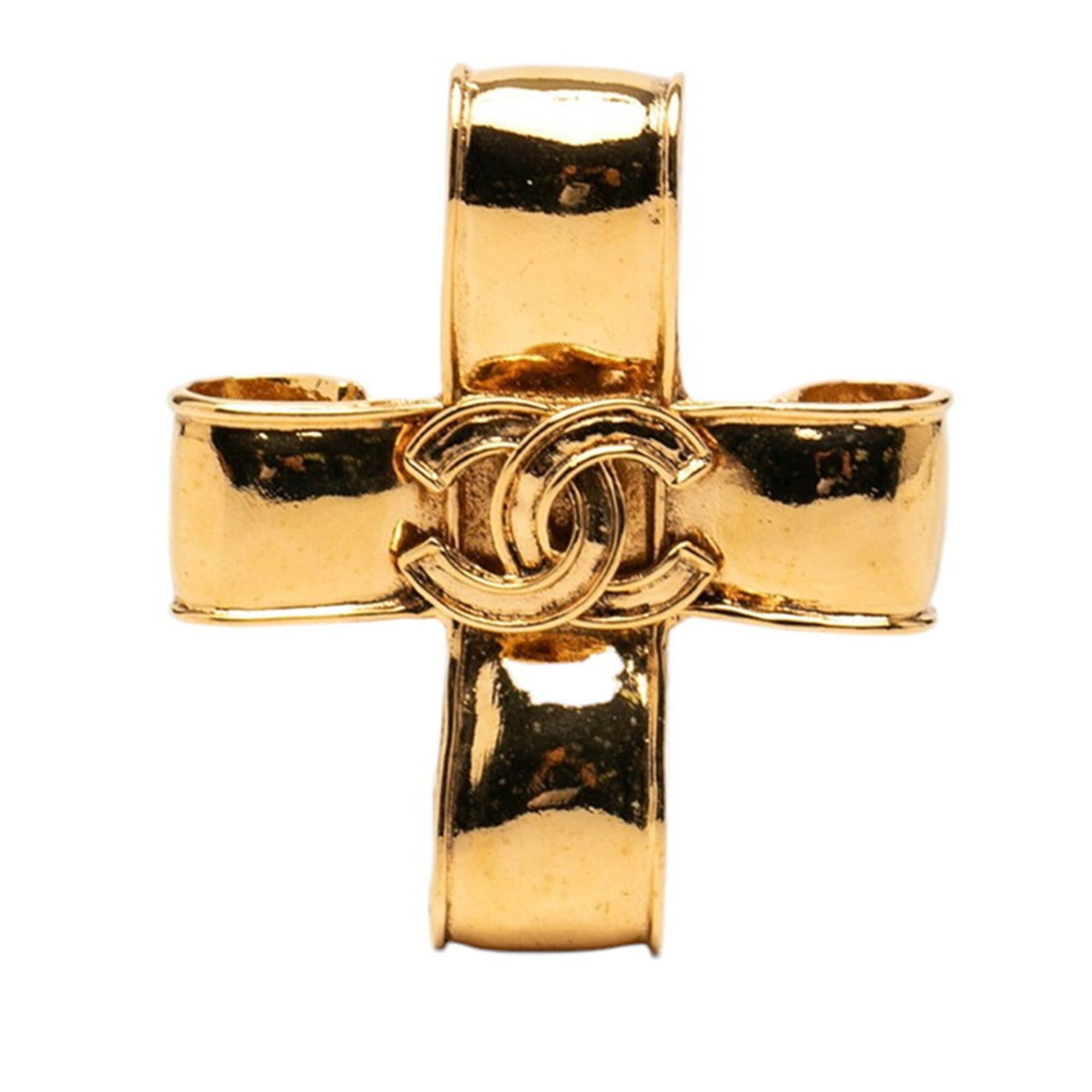 Chanel Chanel Coco Mark Vintage Cross Brooch Gold Plated Women's CHANEL Size ONE SIZE - 1 Thumbnail
