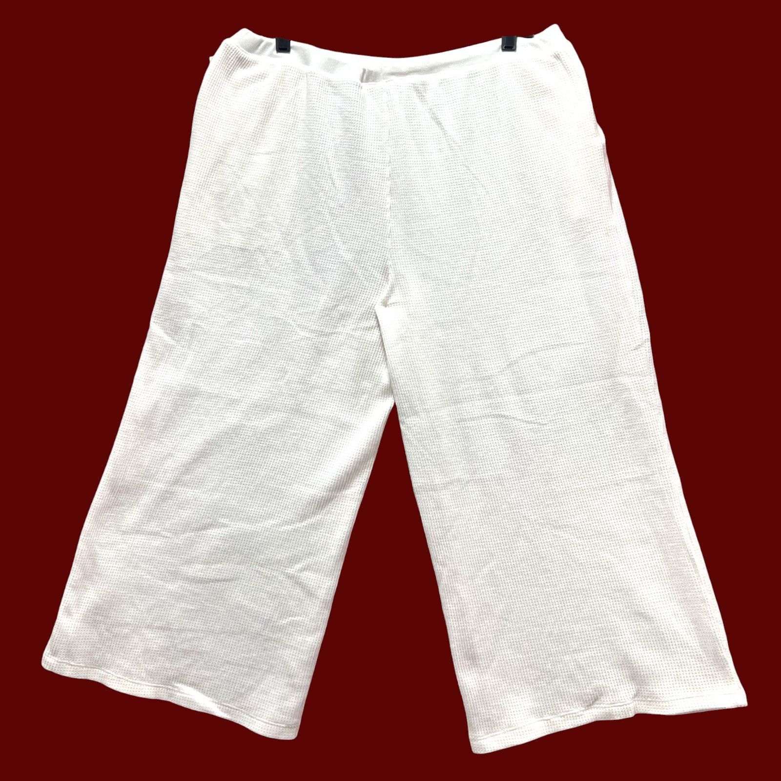 Other Stars Above - Women's Heavy Waffle Pants - White - Large Size 36" / US 14 / IT 50 - 2 Thumbnail