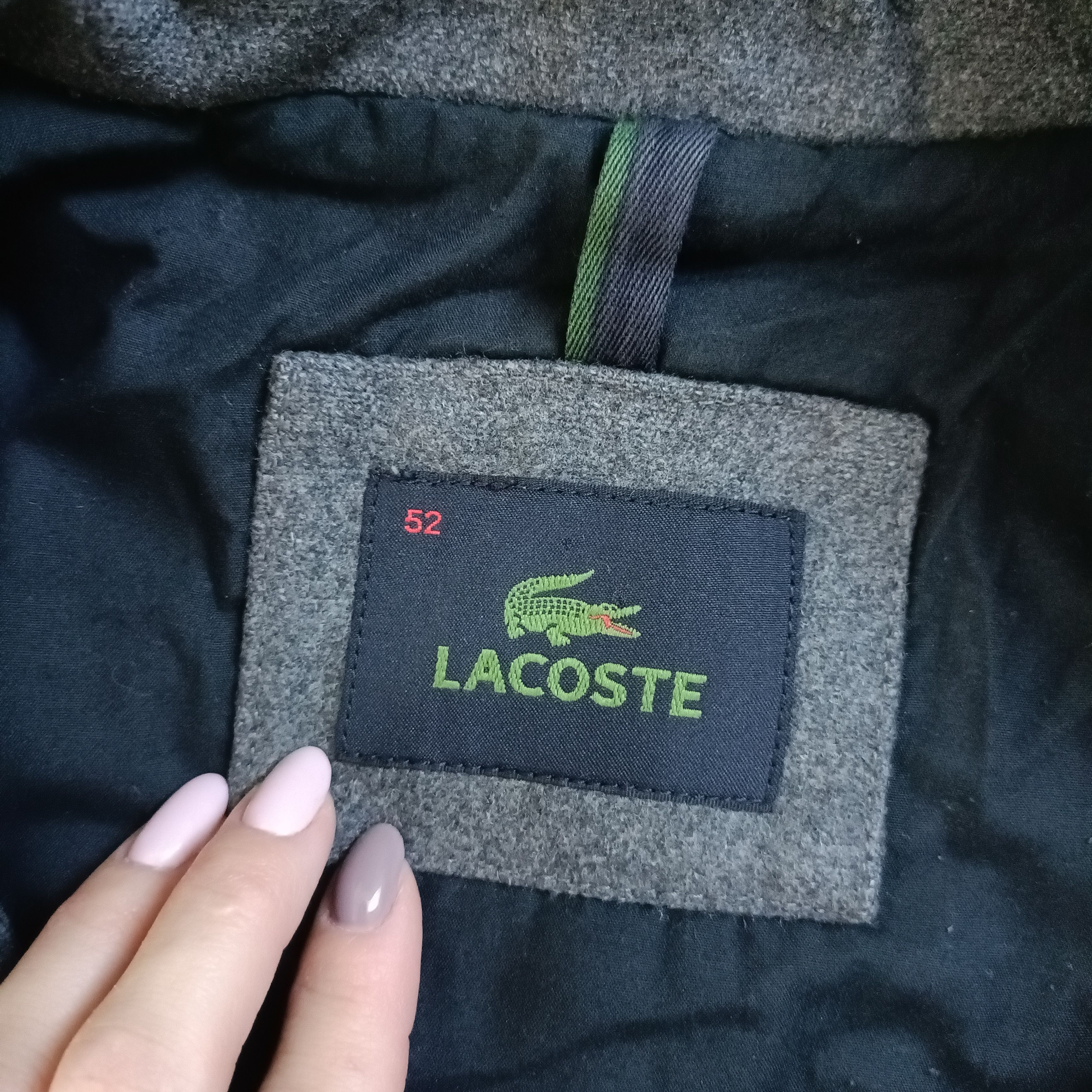 Lacoste Men's Gray Wool Double Breasted Hooded Coat ! Size US L / EU 52-54 / 3 - 5 Thumbnail
