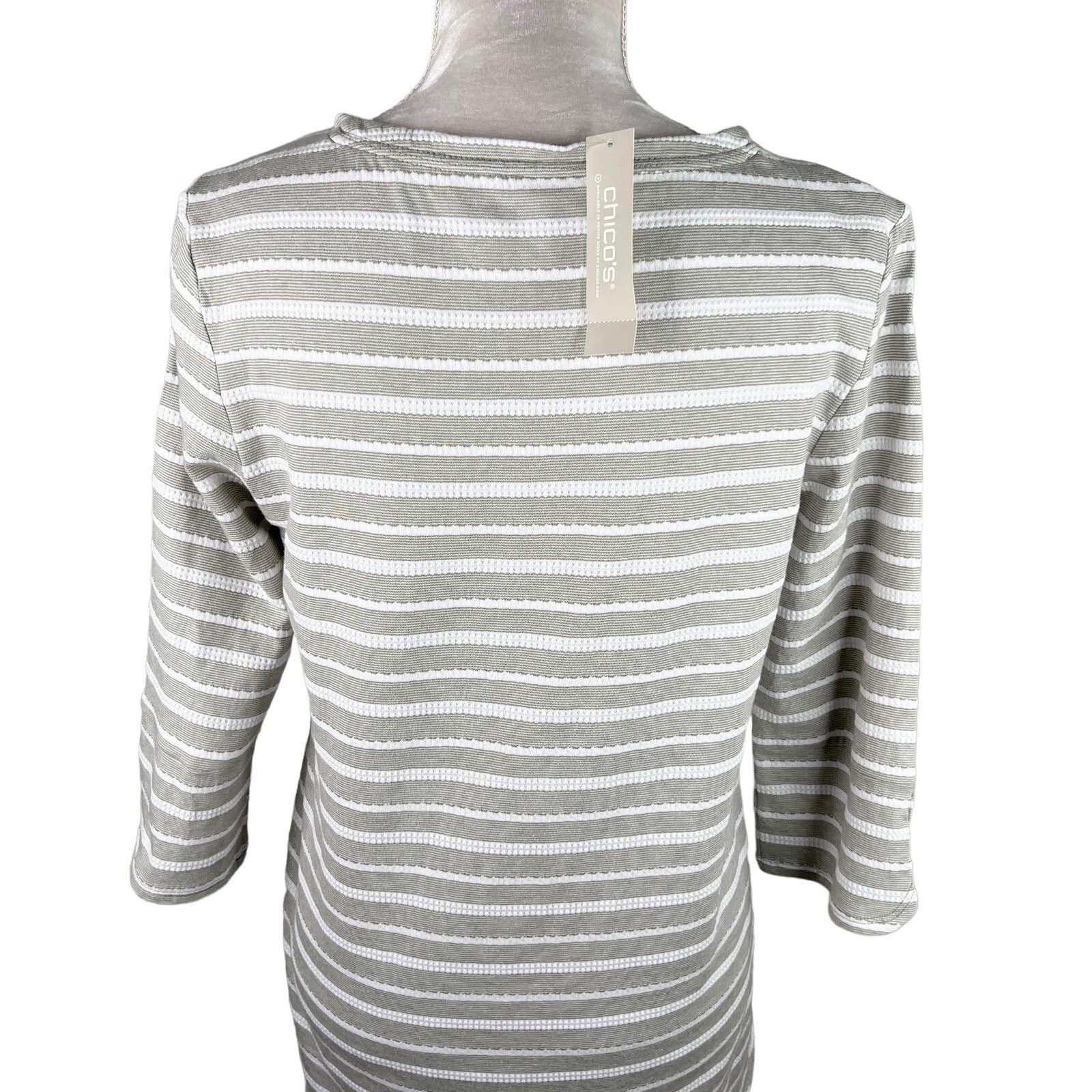 Other Chico's Zenergy Textured Top S 4-6 Gray White Stripe 0 New Size S / US 4 / IT 40 - 10 Thumbnail
