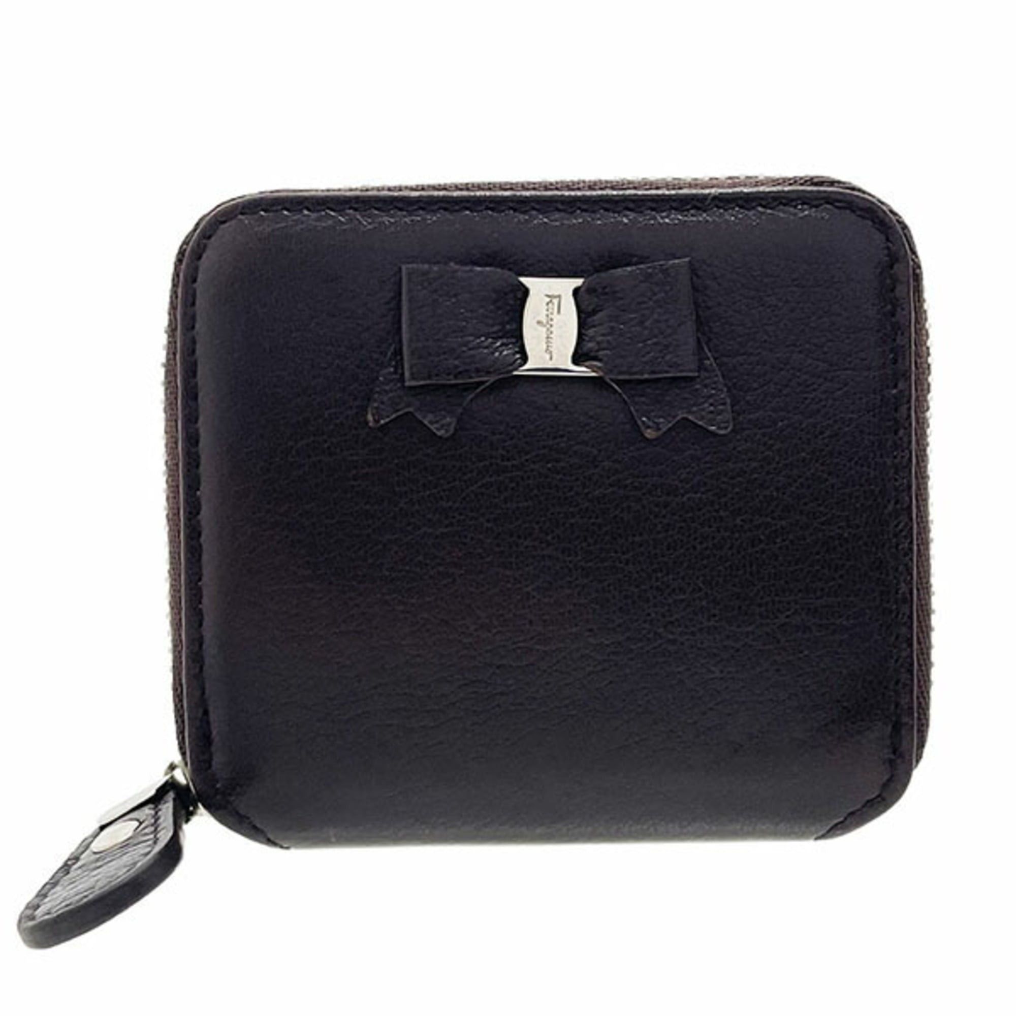 Salvatore Ferragamo Salvatore Ferragamo Vara Coin Case, Leather, Dark Brown, Size 22, 7670, Ribbon, Women's, HWN-17166 Size ONE SIZE - 1 Thumbnail