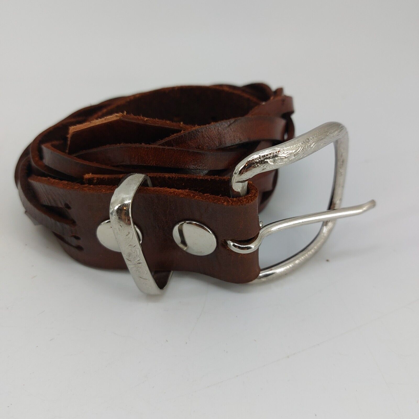 Other Women's Brown Leather Woven Braided Weaved Belt 33 Size ONE SIZE - 2 Thumbnail