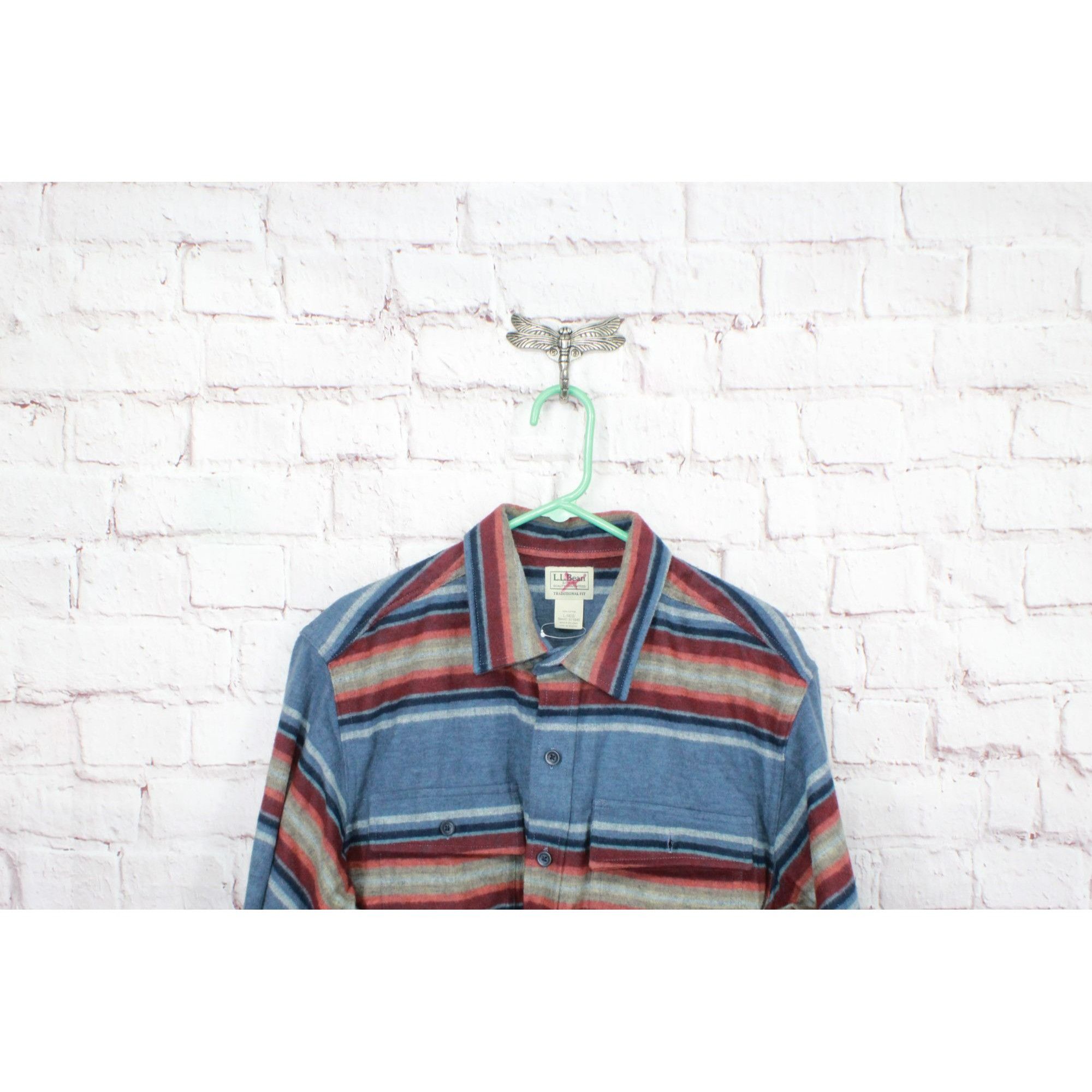 L.L. Bean LL Bean Men's Chamois Shirt Traditional Fit Stripe Rangeley Size US L / EU 52-54 / 3 - 2 Thumbnail