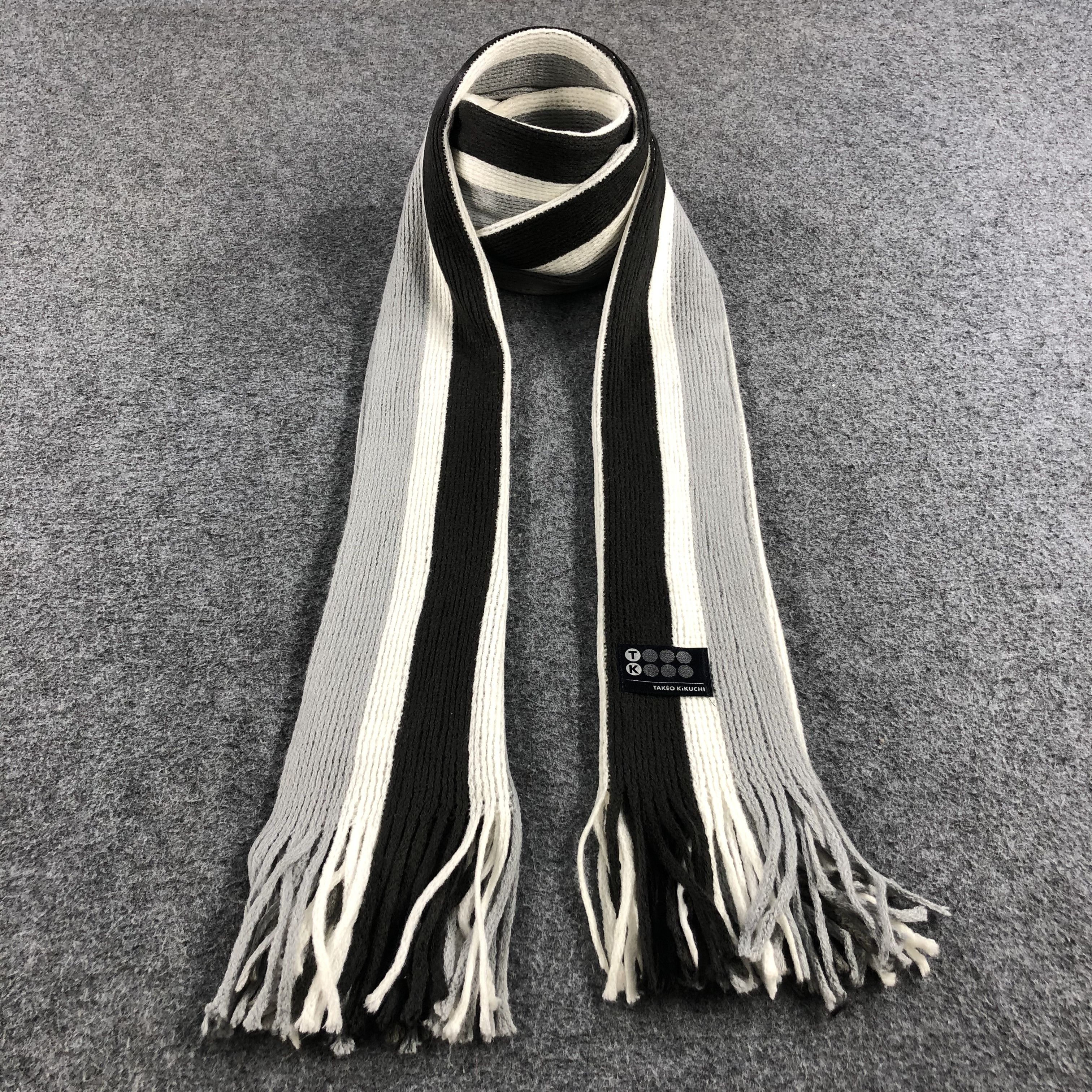 Takeo Kikuchi Takeo Kikuchi Stripes Wool Scarf Muffler V663 Size ONE SIZE - 1 Thumbnail