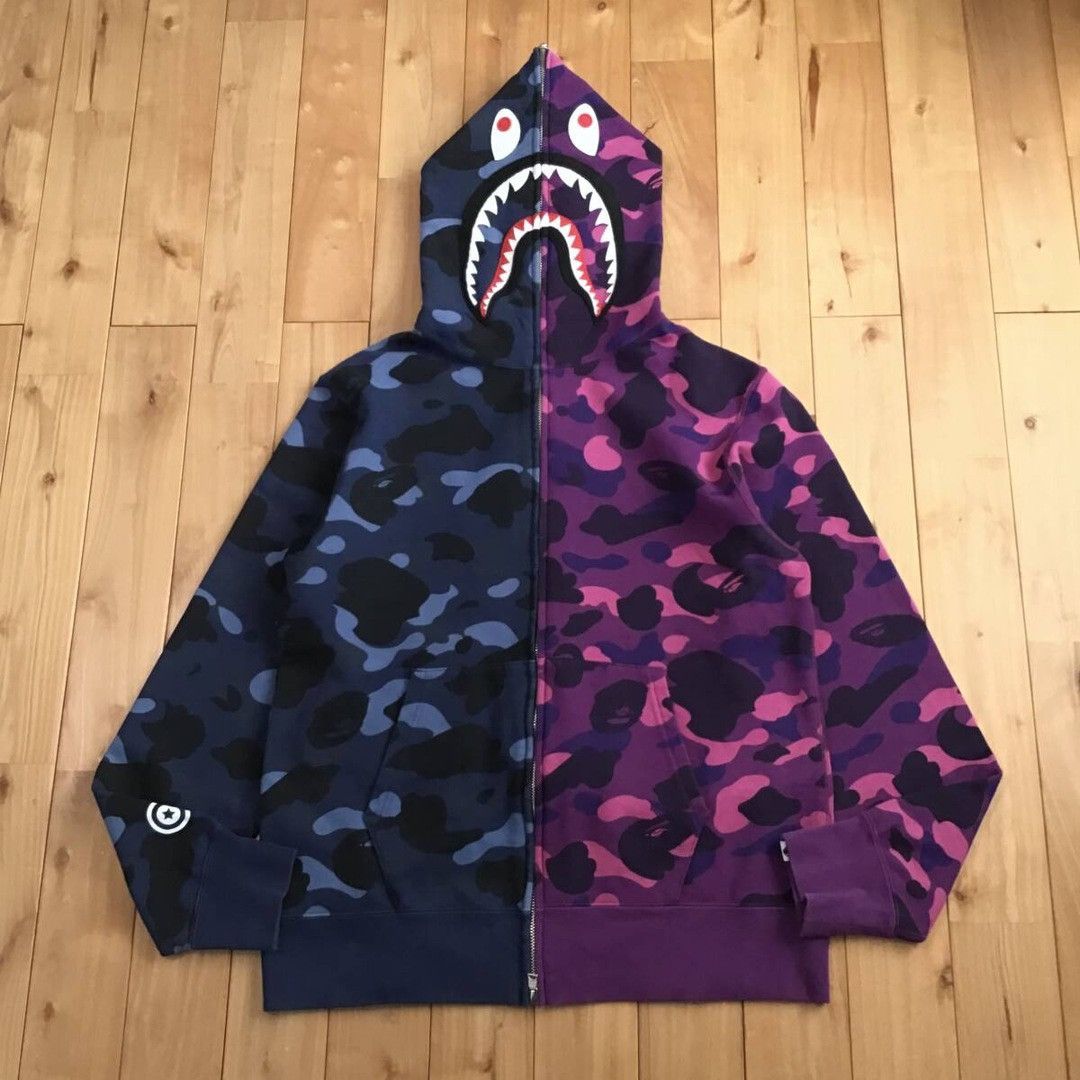 Bape BAPE Purple camo x Blue camo separate shark full zip hoodie Size US L / EU 52-54 / 3 - 2 Thumbnail