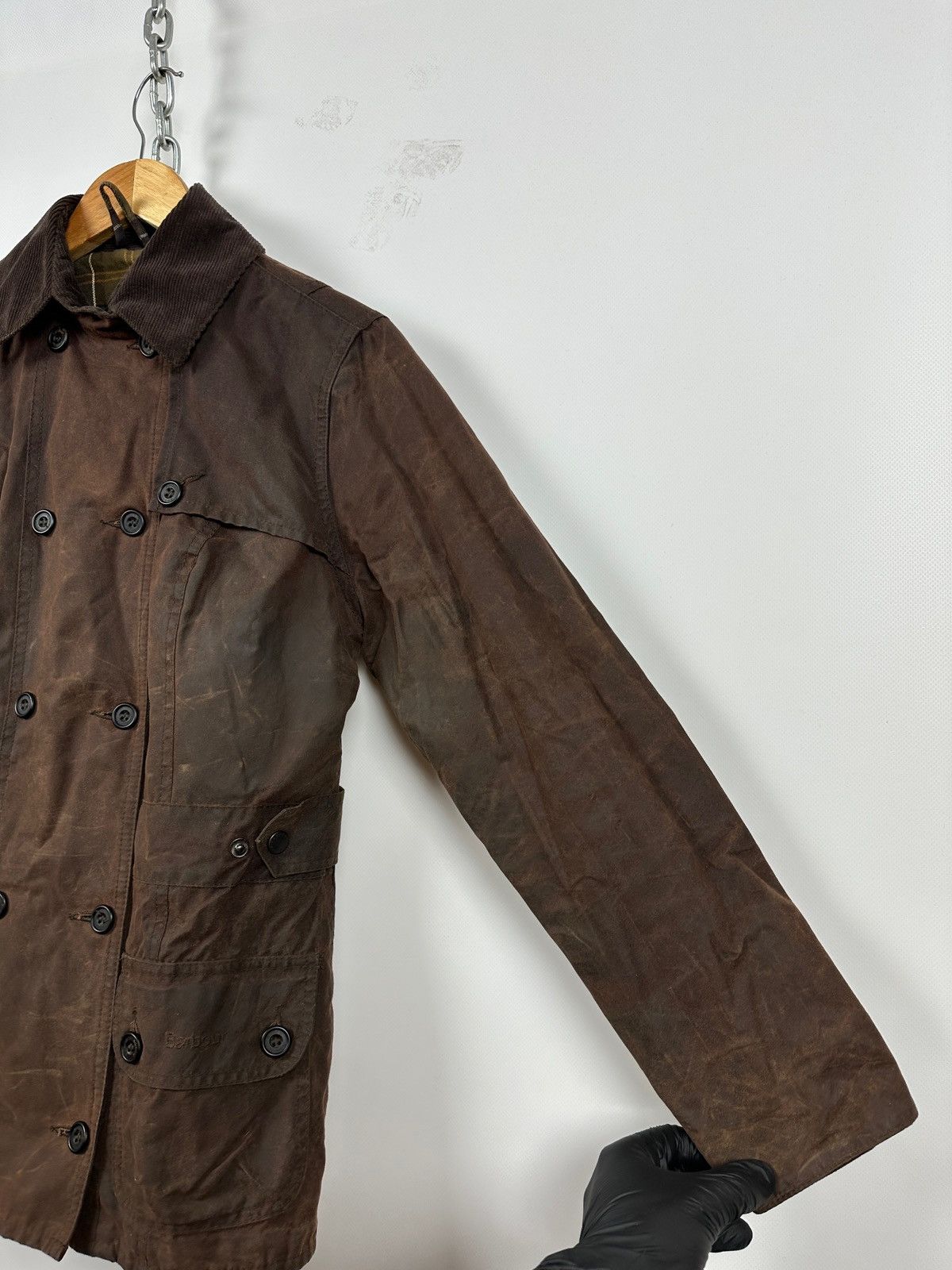 Barbour Double Breasted Brown Waxed Coat Jacket