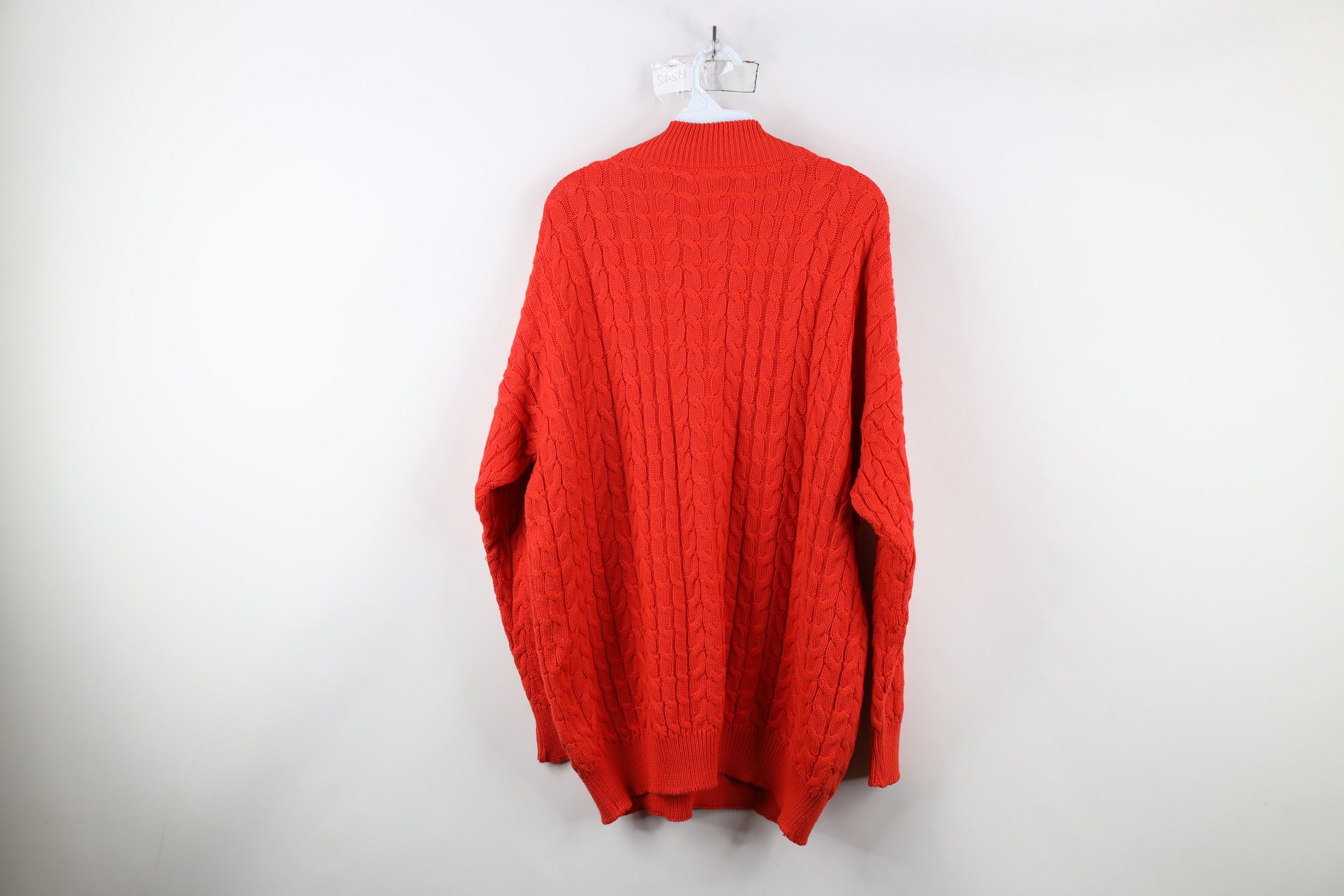 Vintage Vintage 90s Streetwear Chunky Cable Knit Mock Neck Sweater Size XXL / US 16-18 / IT 52-54 - 9 Thumbnail