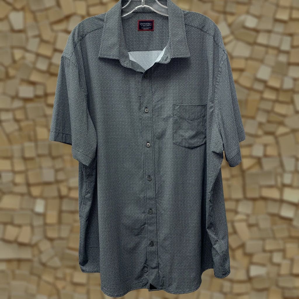 UNTUCKit UNTUCKit Short Sleeve Button-Up Shirt Men's 3XL Black Geometric Print Isonzo Size US XXL / EU 58 / 5 - 1 Thumbnail