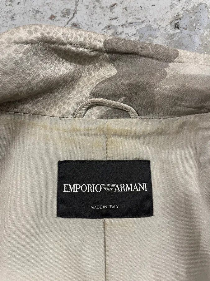 Emporio Armani × Vintage SS2011 Emporio Armani Grey Camo Leather Jacket Size US M / EU 48-50 / 2 - 9 Thumbnail