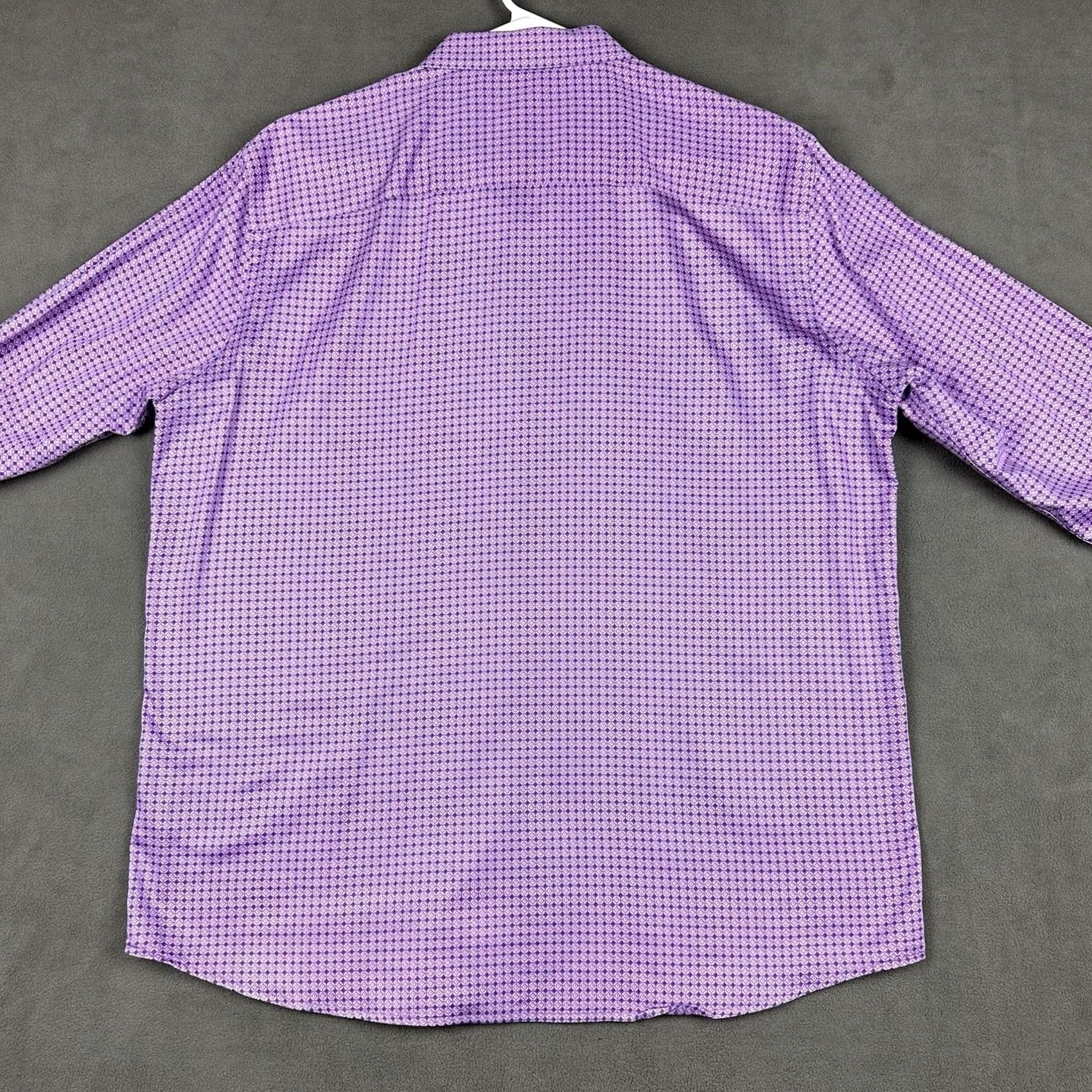 Johnston & Murphy Johnston & Murphy Shirt Mens Large Pink Geometric Button-Down Cotton EUC Size US L / EU 52-54 / 3 - 3 Thumbnail