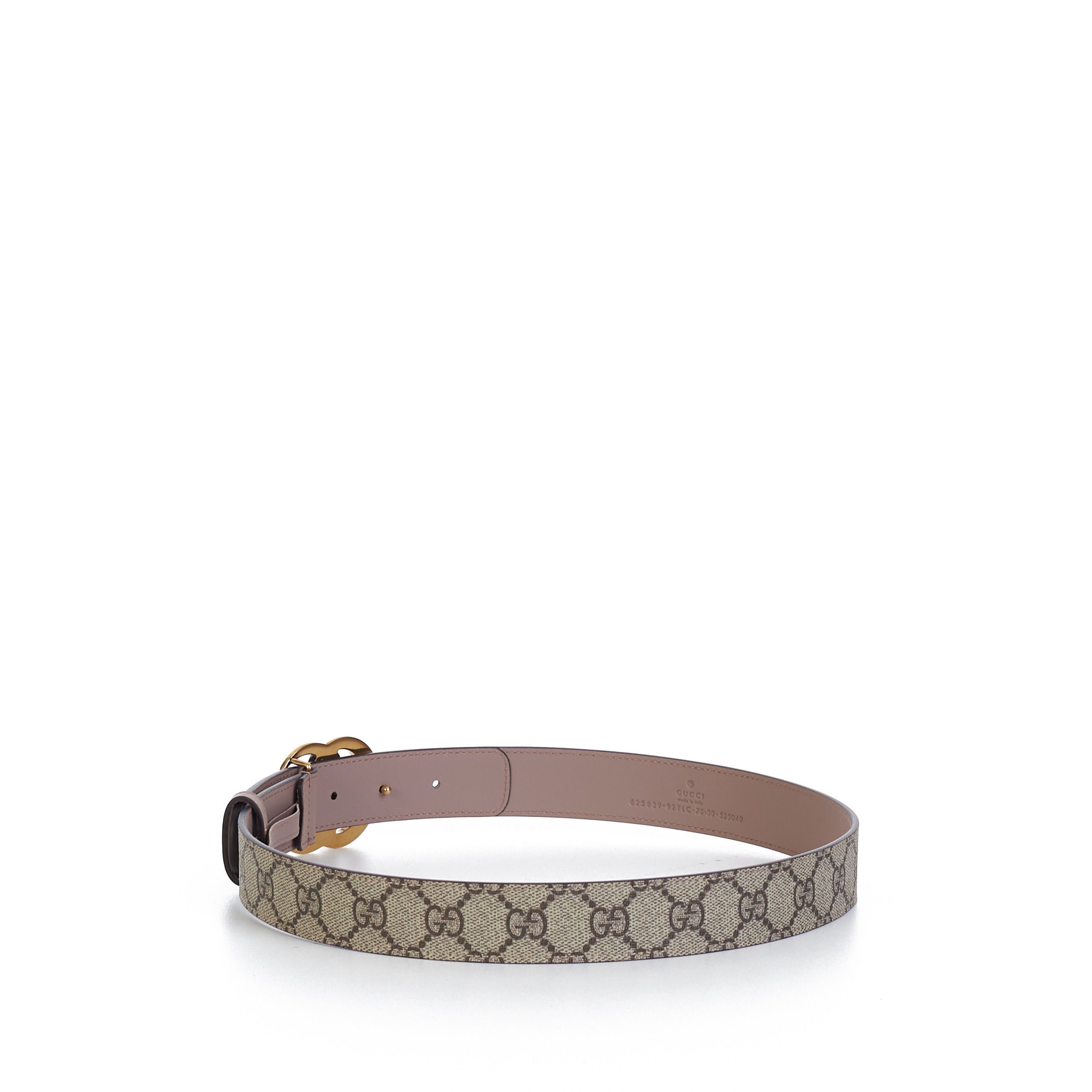 Gucci GG Thin Marmont Belt In Beige GG Supreme & Pink Leather Size ONE SIZE - 4 Thumbnail