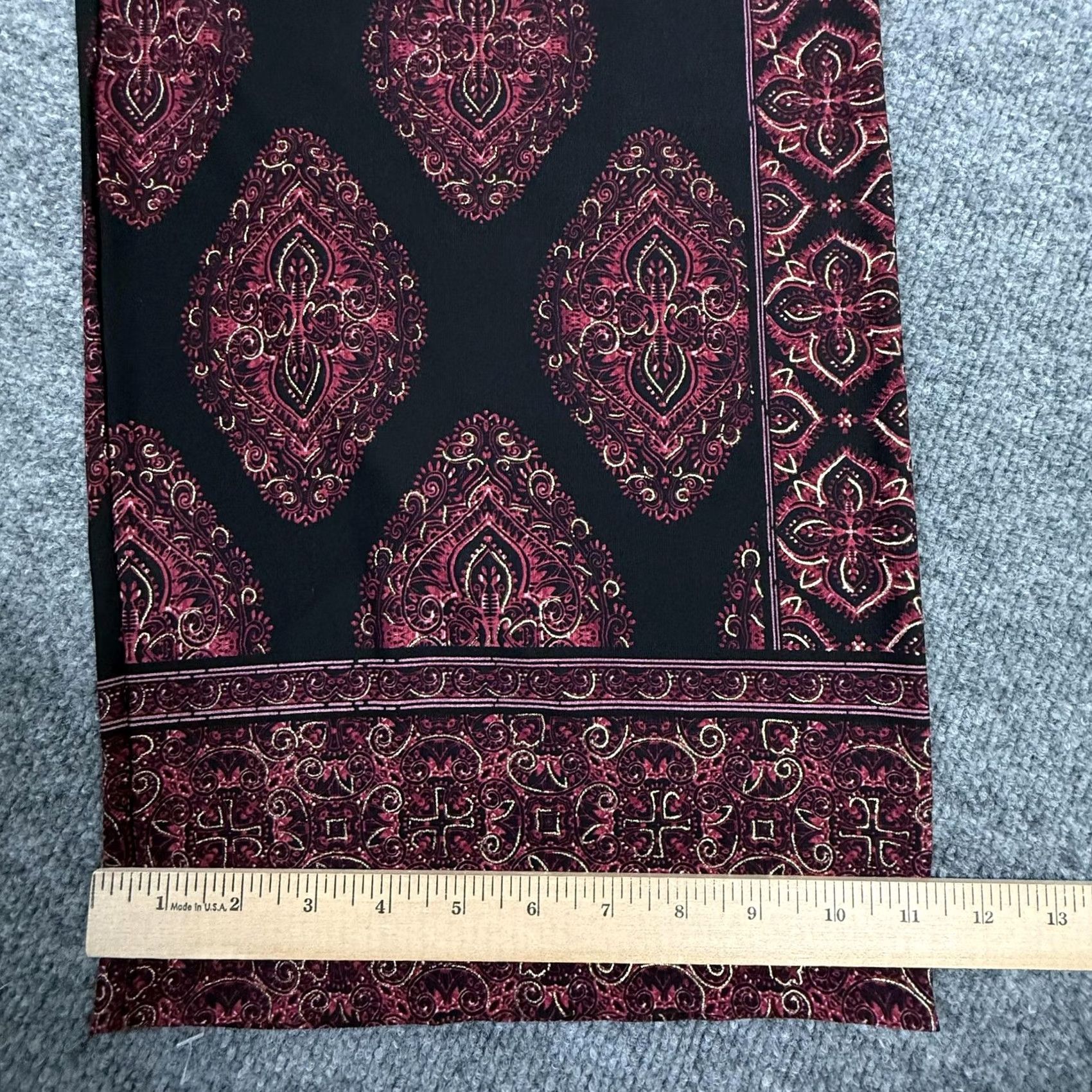 Vintage Susan Graver Pants Womens XL Black Red Paisley Stretch Pull On Boho Festival Size 36" / US 14 / IT 50 - 6 Thumbnail