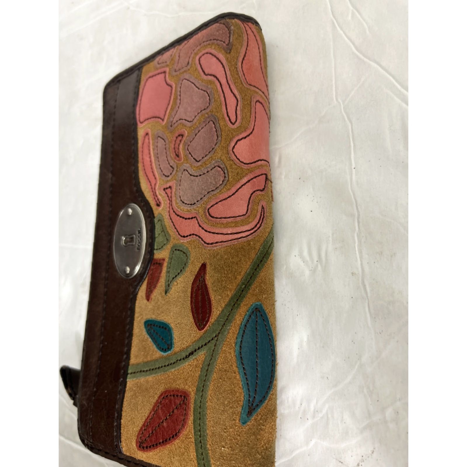 Fossil Fossil Wallet Floral Print Zip-Around Leather Trim Blue Pink Green Red Large Women Wallet Zip-Around Floral Pattern Leather Fossil Size ONE SIZE - 5 Thumbnail