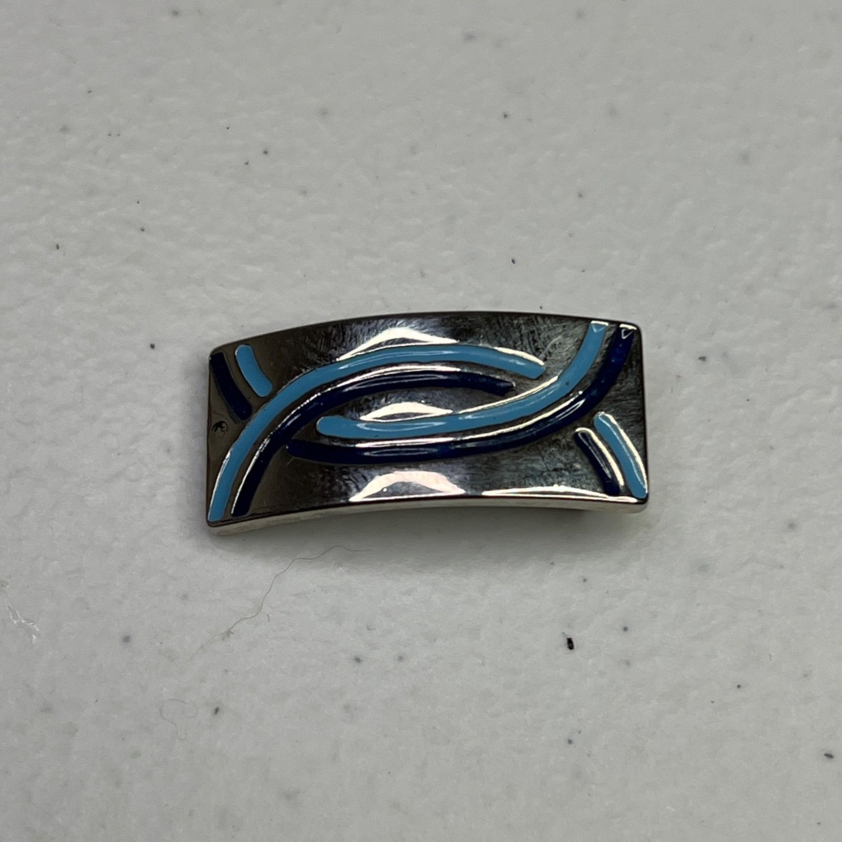 Designer Silver-Tone Abstract Pendant With Blue Enamel Design Size ONE SIZE - 8 Thumbnail