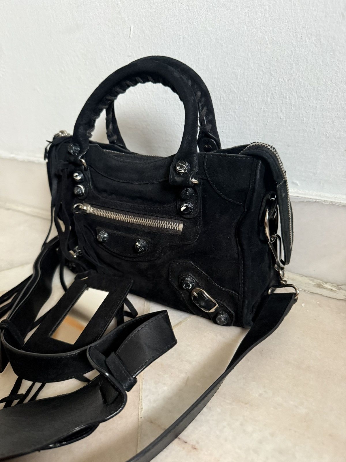 Balenciaga Balenciaga Classic Mini City Black Suede bag Size ONE SIZE - 8 Thumbnail
