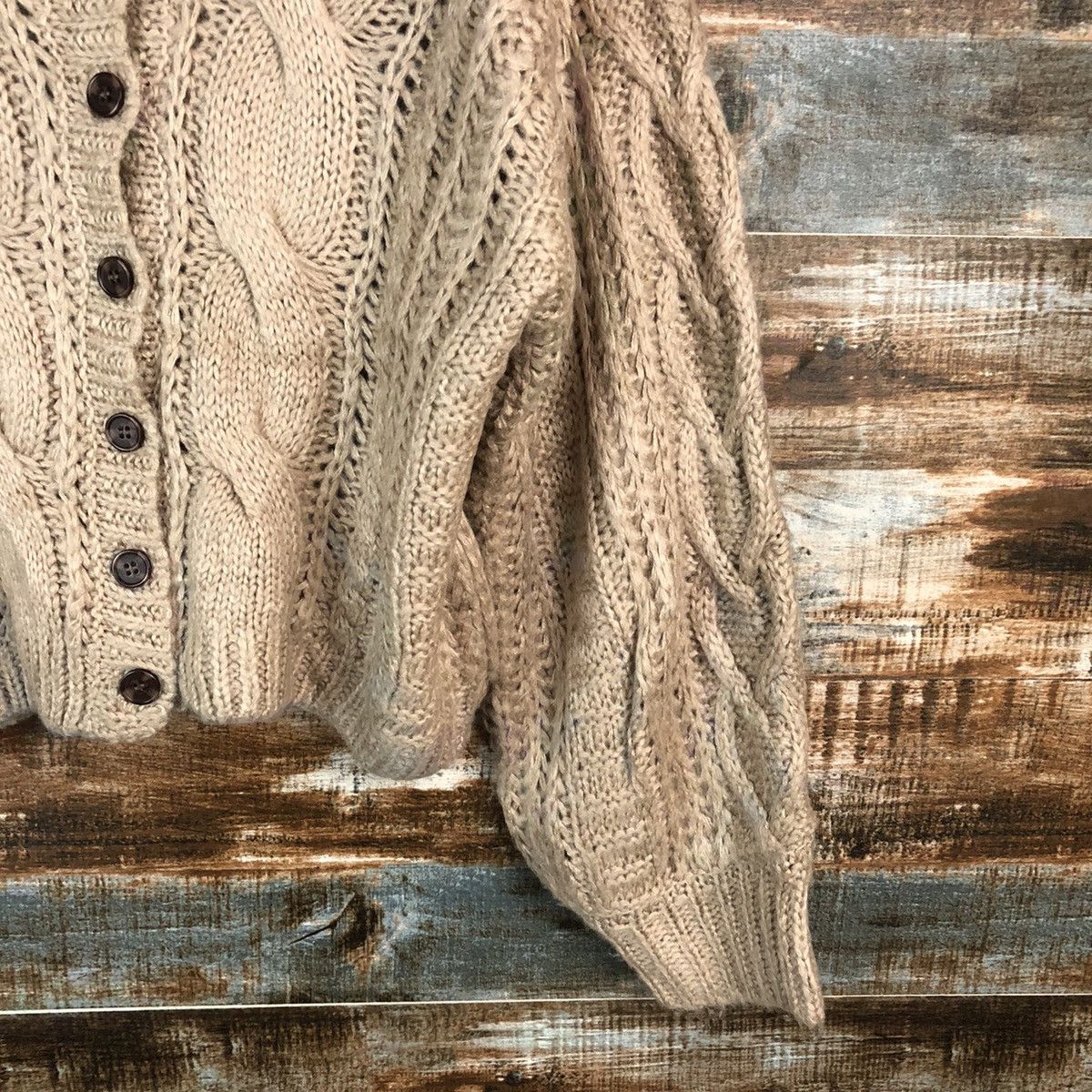 Aran Isles Knitwear × Japanese Brand Nice Claup Brown Cardigan aran isle cable Knitwear #A1725 Size M / US 6-8 / IT 42-44 - 8 Thumbnail
