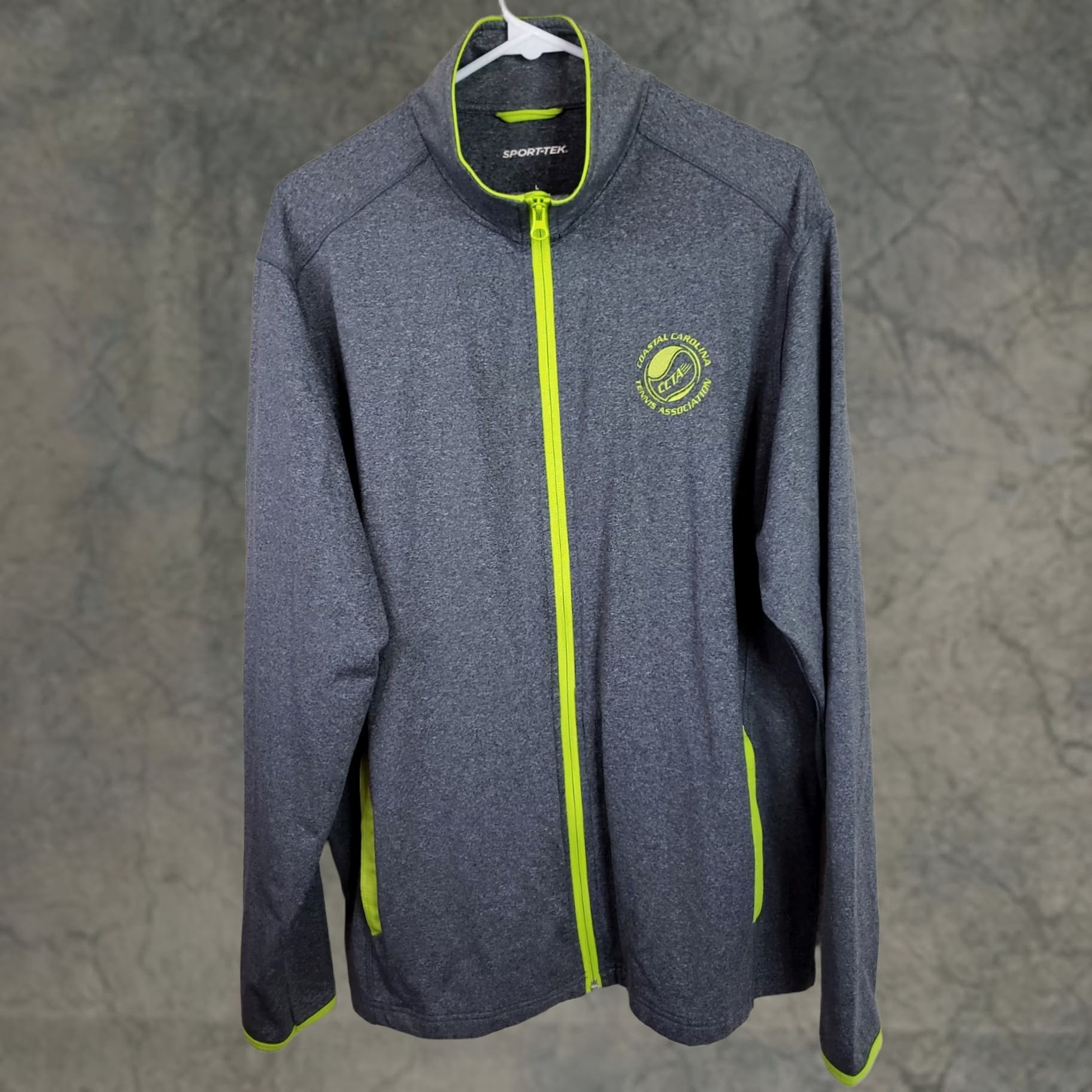 Vintage Sport-Tek Men’s L Gray Long Sleeve Full Zip Jacket Coastal Carolina Tennis USTA 1/4 Zip Mock Neck Athletic Jacket Heathered Size US L / EU 52-54 / 3 - 1 Thumbnail