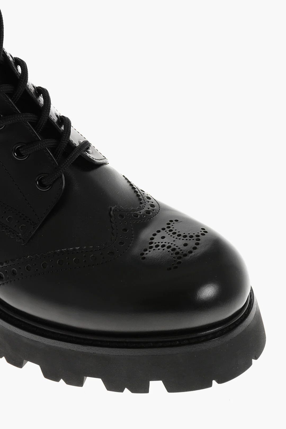 Celine o1mm0326 Leather Brogue Combat Boots in Black Size US 6 / IT 36 - 4 Thumbnail