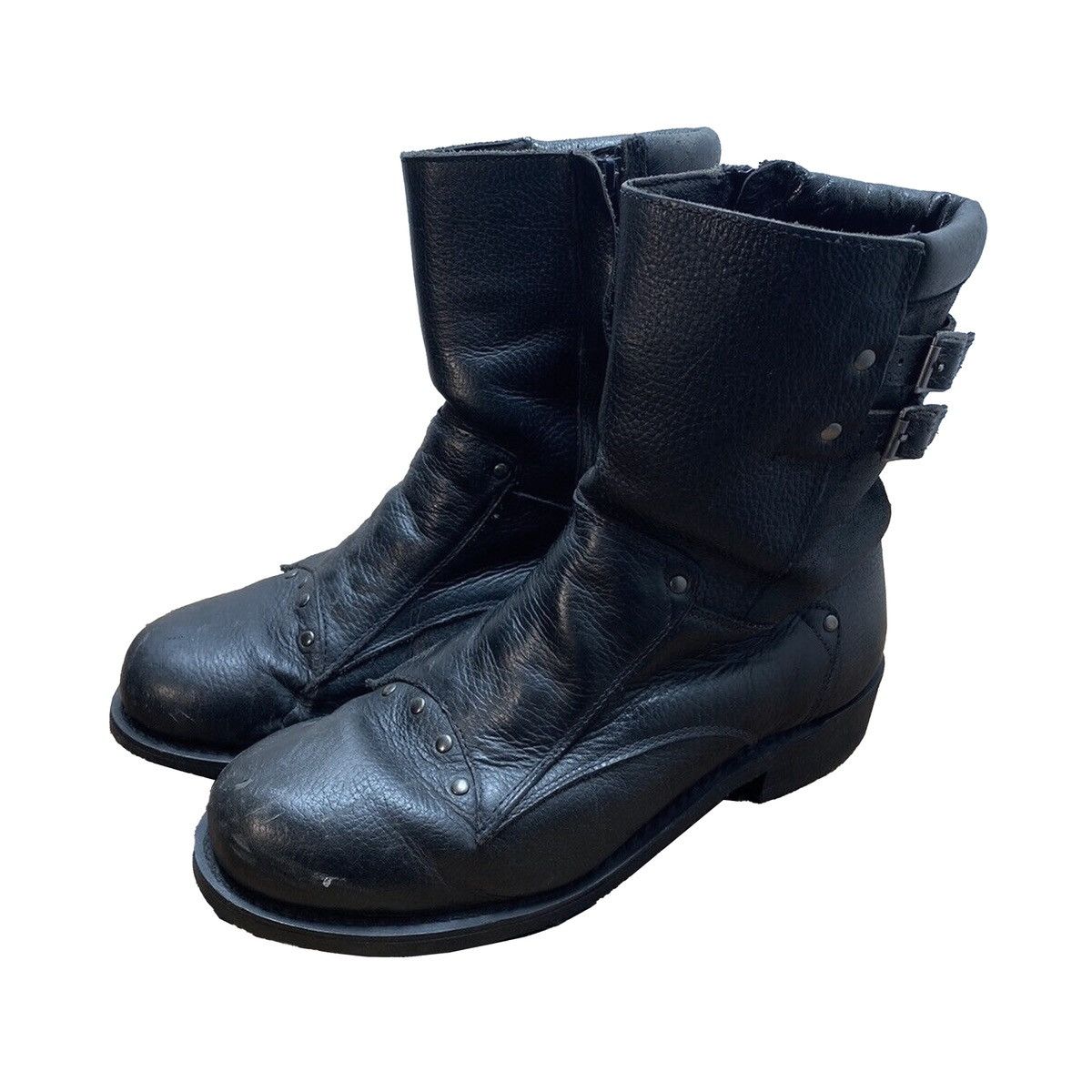 Vintage × Xelement ★ Xelement, Motorcycle Leather Dual Zipper Riding Boots Size US 12 / EU 45 - 2 Thumbnail