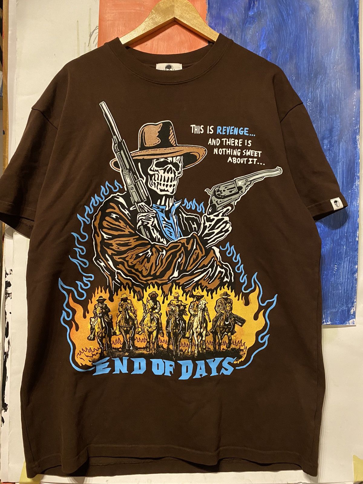 image of End Of Days Merch T Shirt Vintage Wash XL Tee in Chocolate, Men's